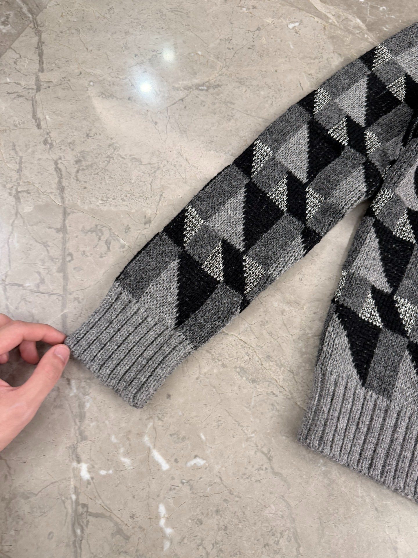 Saint Laurent Silver Thread Check Sweater — front