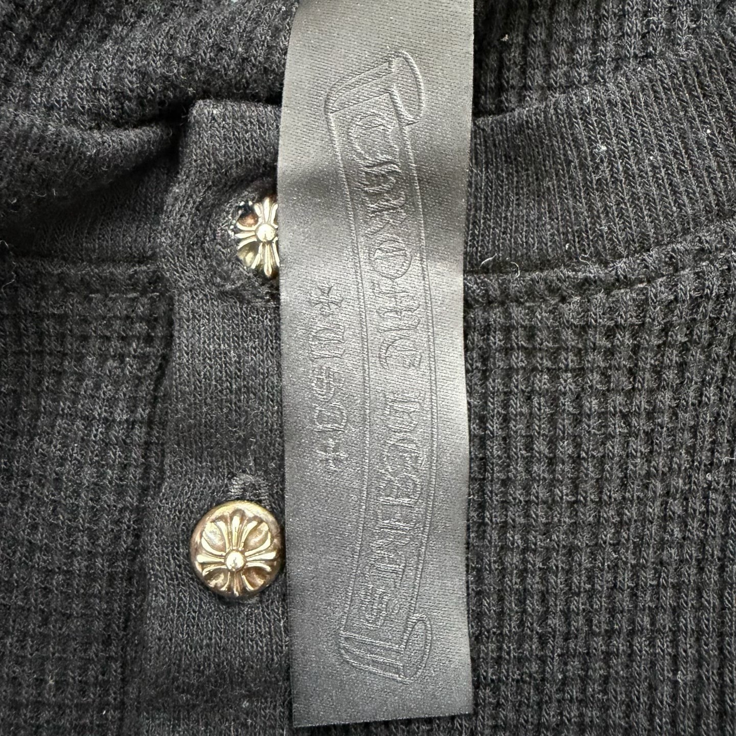 Chrome Hearts Black Waffle Henley Shirt — detail