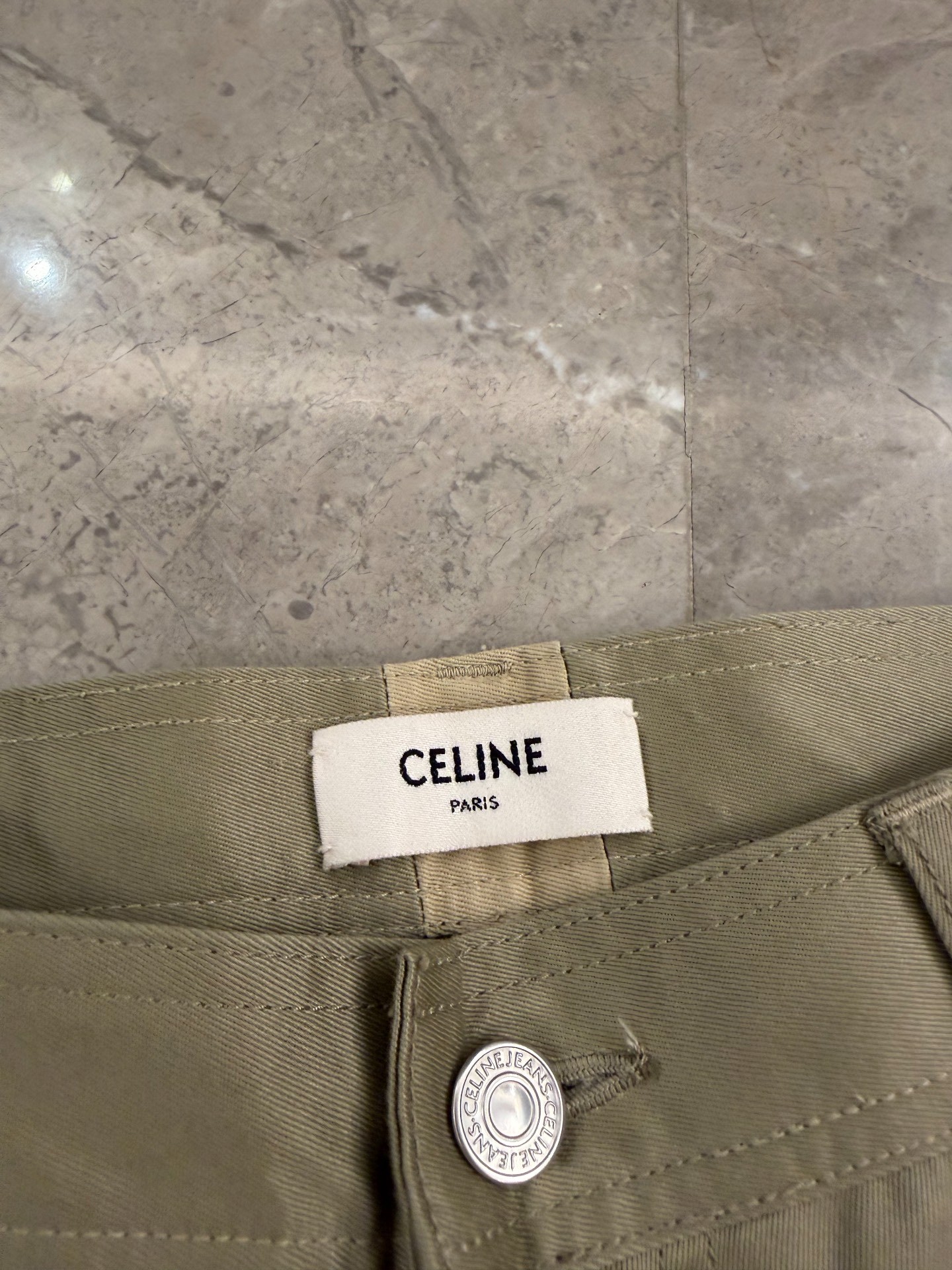 Celine 19FW Hedi Slimane Khaki Pants — label