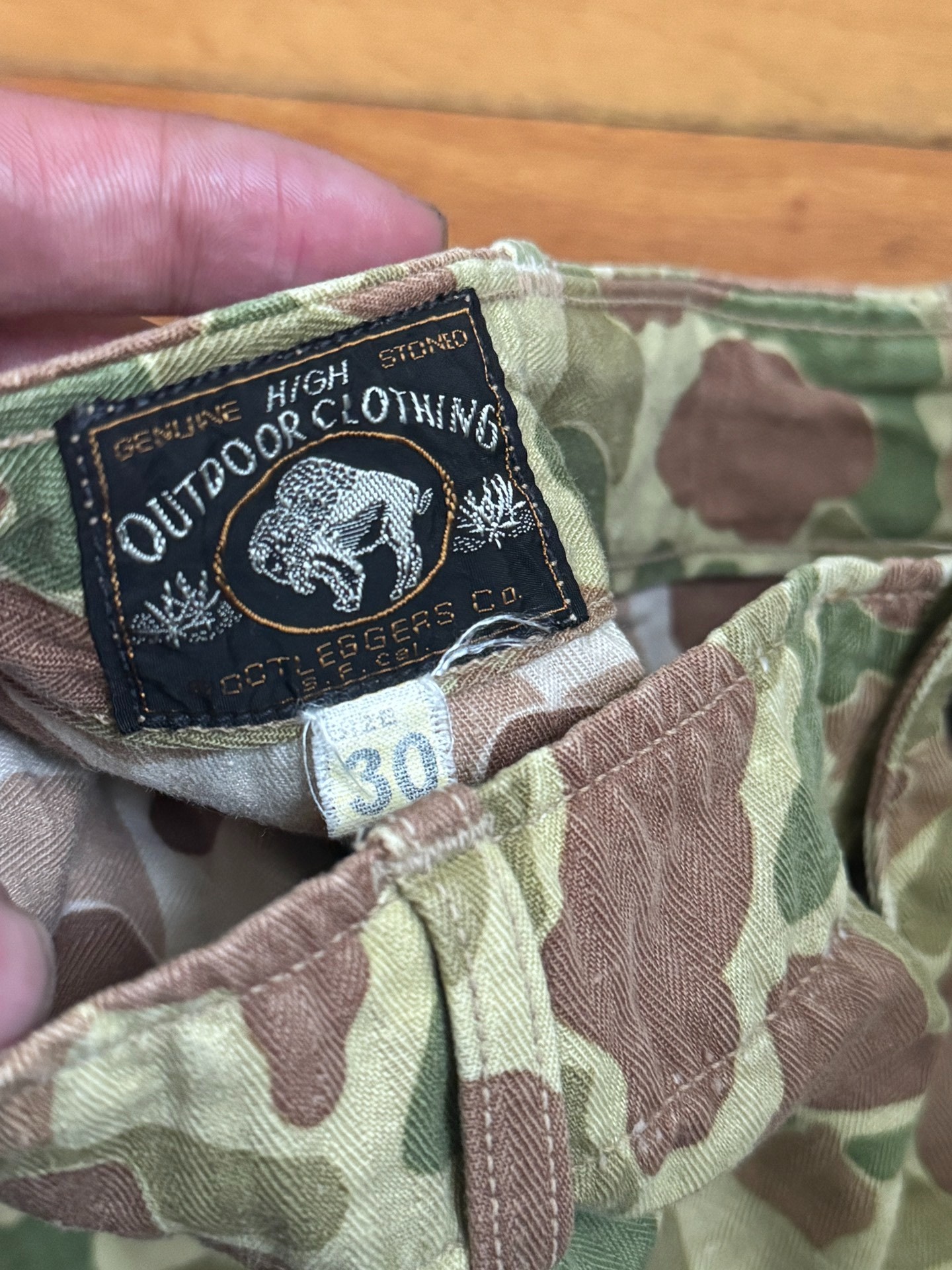 Freewheelers Camouflage Cargo Shorts — detail