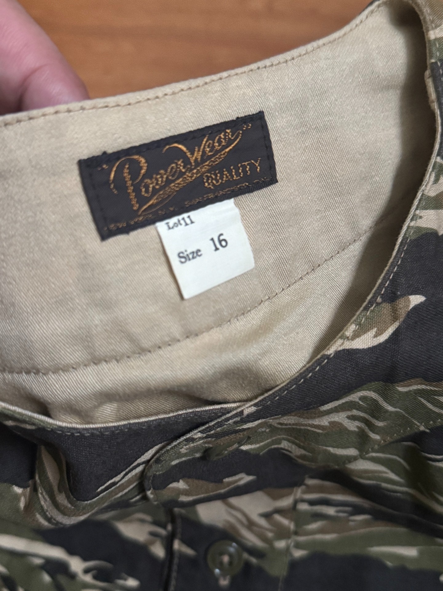 Freewheelers Tiger Stripe Camo Shirt — label