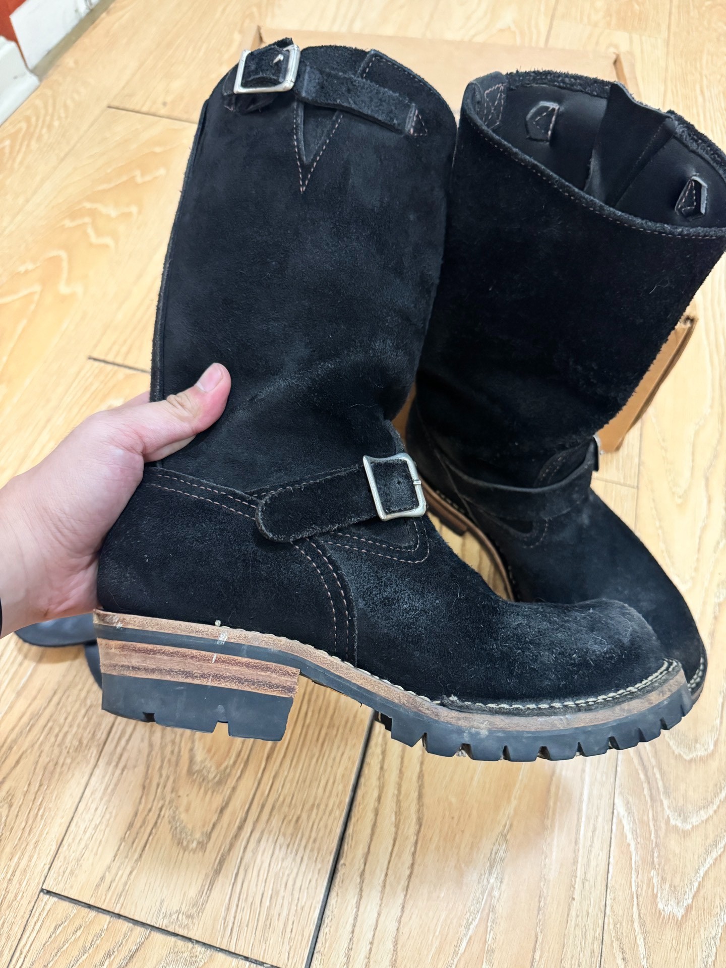 Wescoboss 9109 Black Suede Engineer Boots — detail