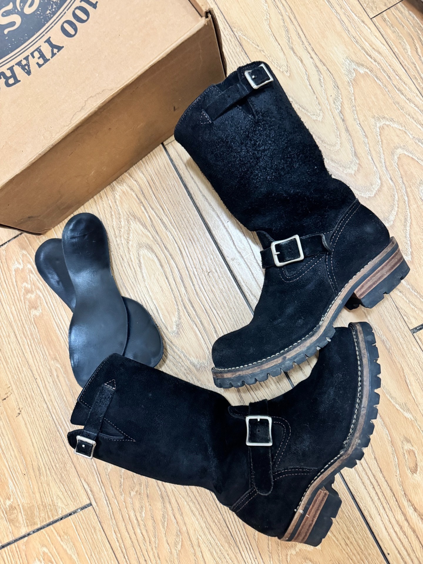 Wescoboss 9109 Black Suede Engineer Boots