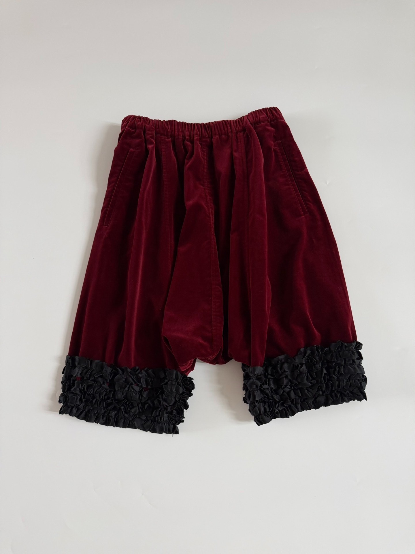 Comme des Garcons Maroon Velvet Balloon Pants