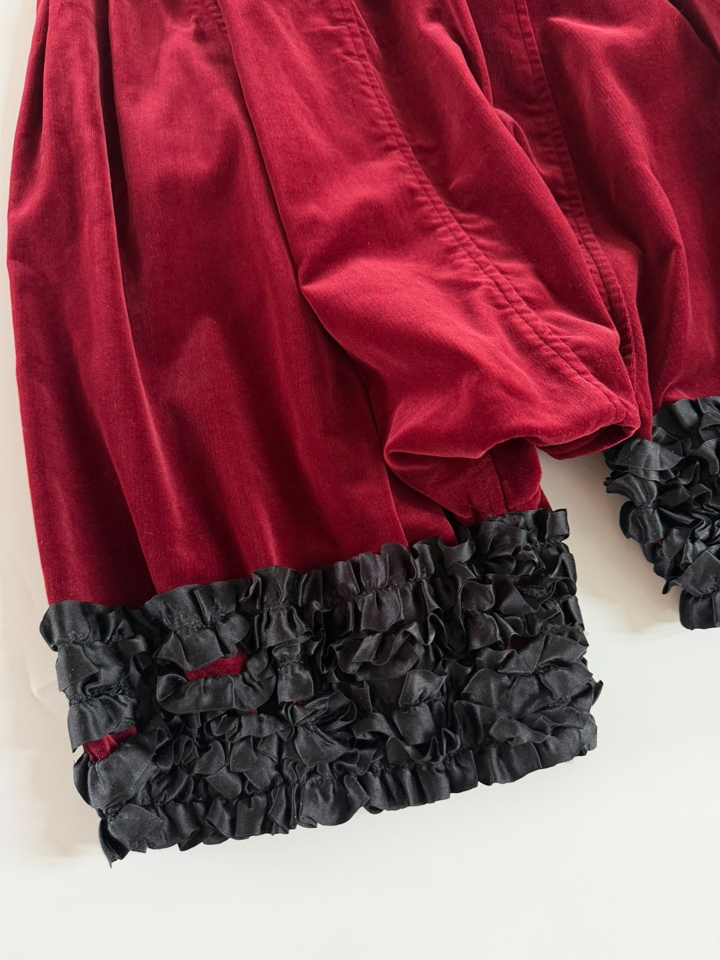 Comme des Garcons Maroon Velvet Balloon Pants — back