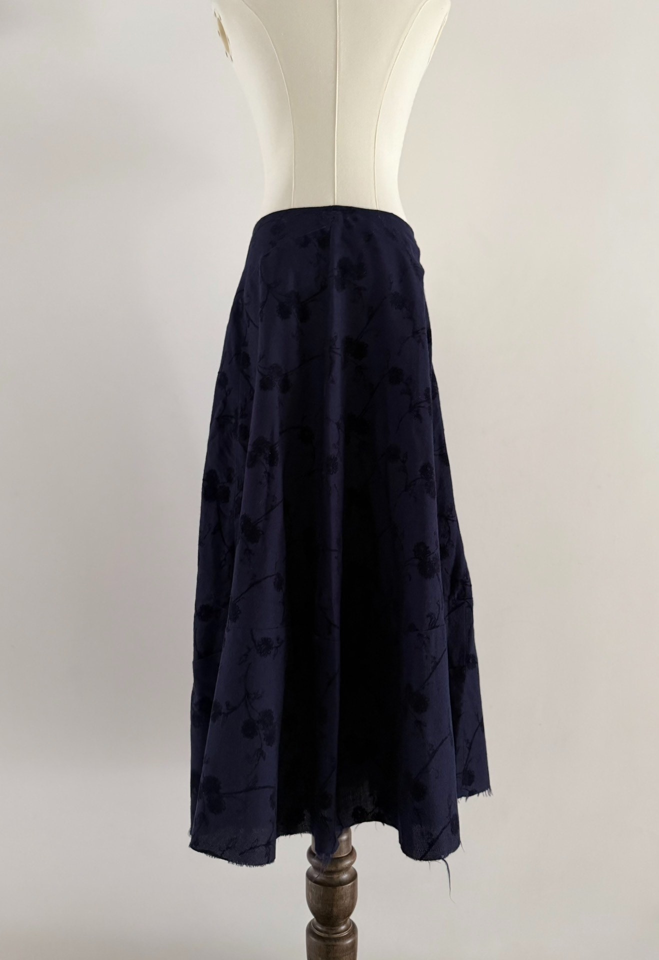 Comme des Garcons Navy Floral Maxi Skirt — back