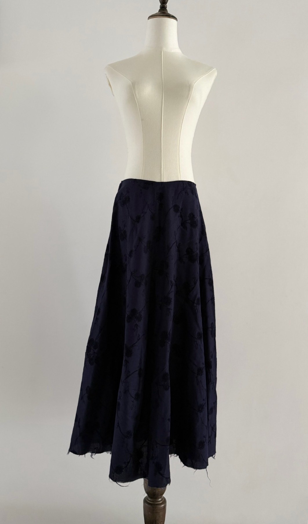 Comme des Garcons Navy Floral Maxi Skirt — detail