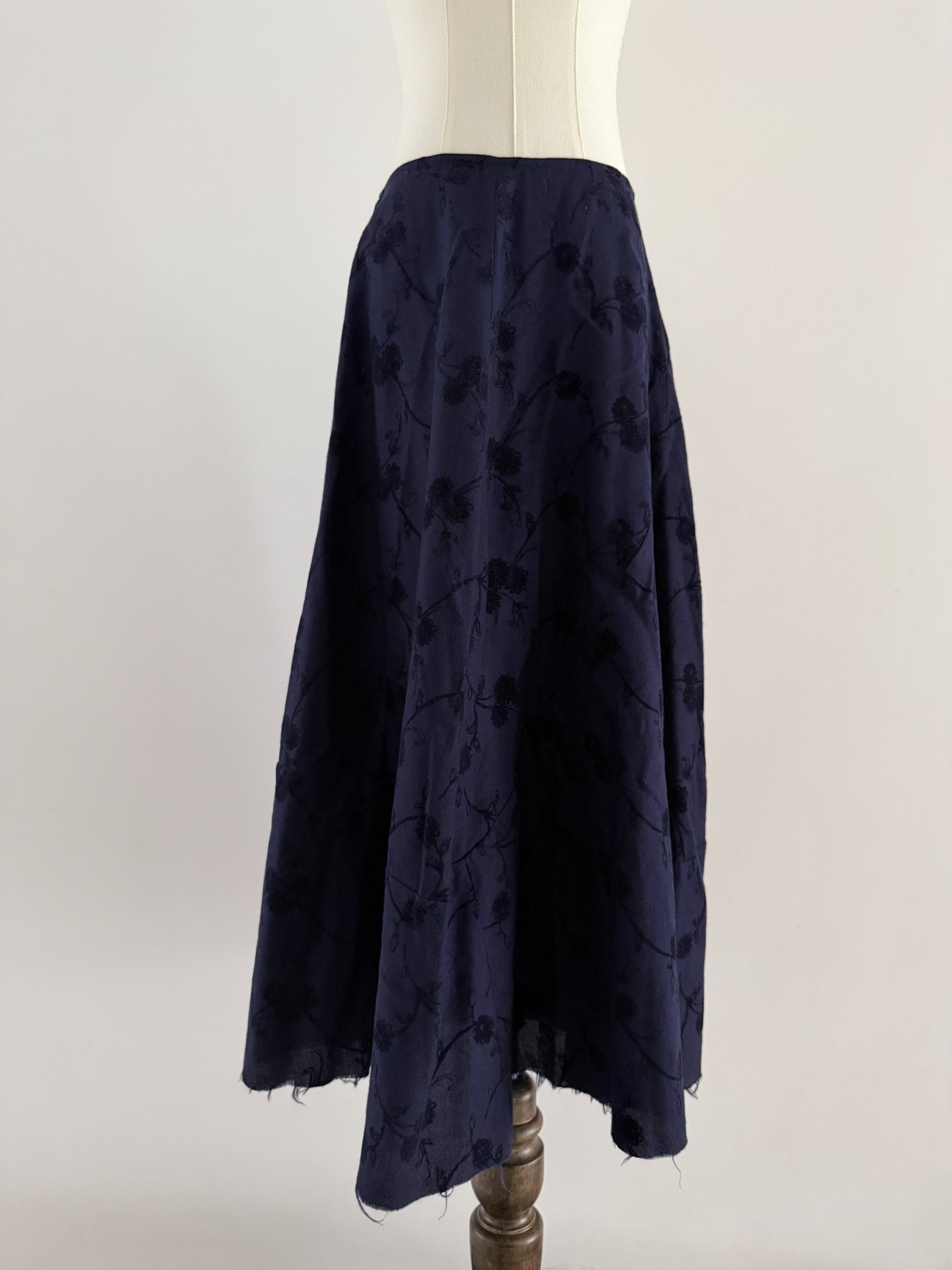 Comme des Garcons Navy Floral Maxi Skirt