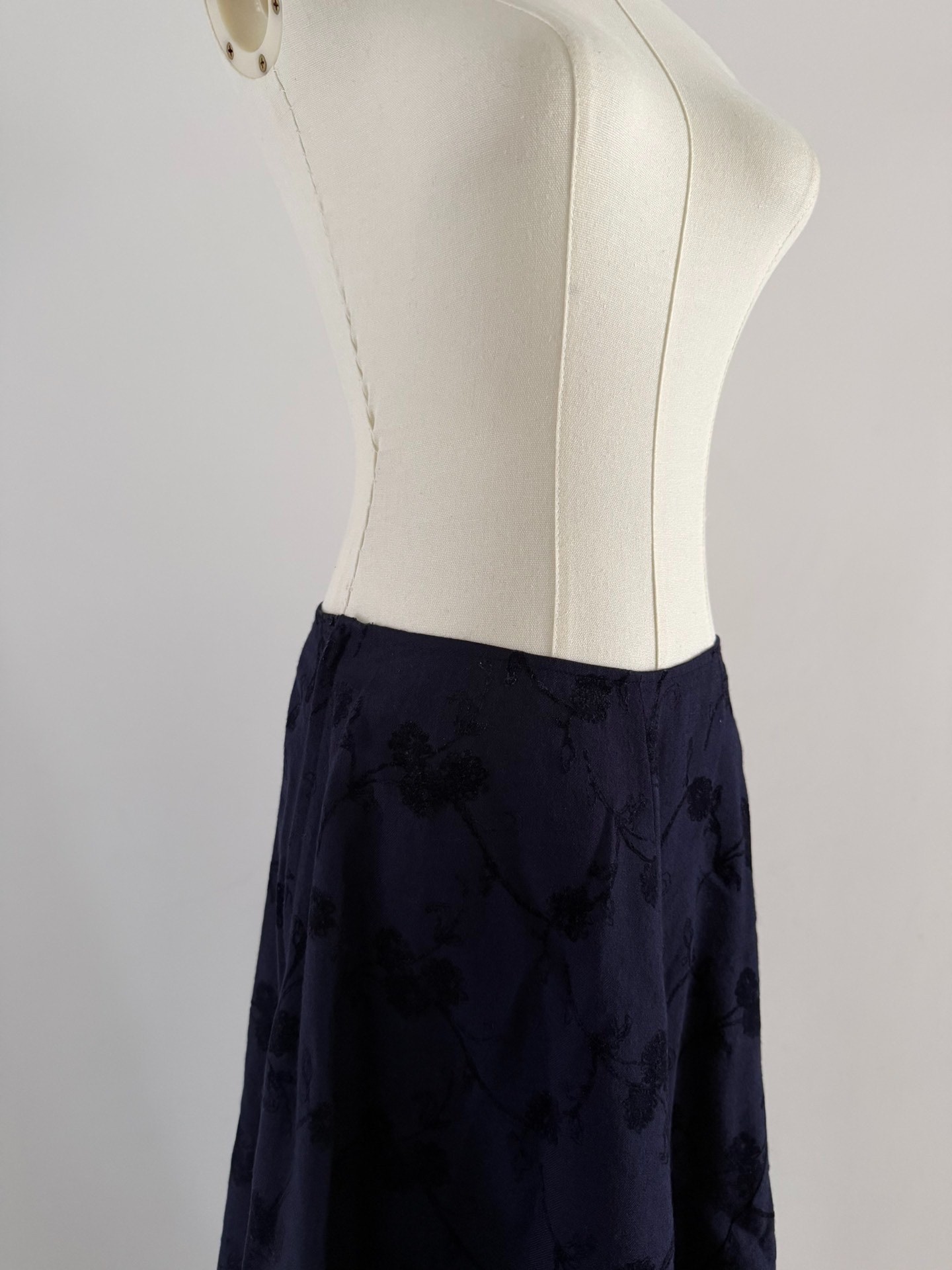 Comme des Garcons Navy Floral Maxi Skirt — front