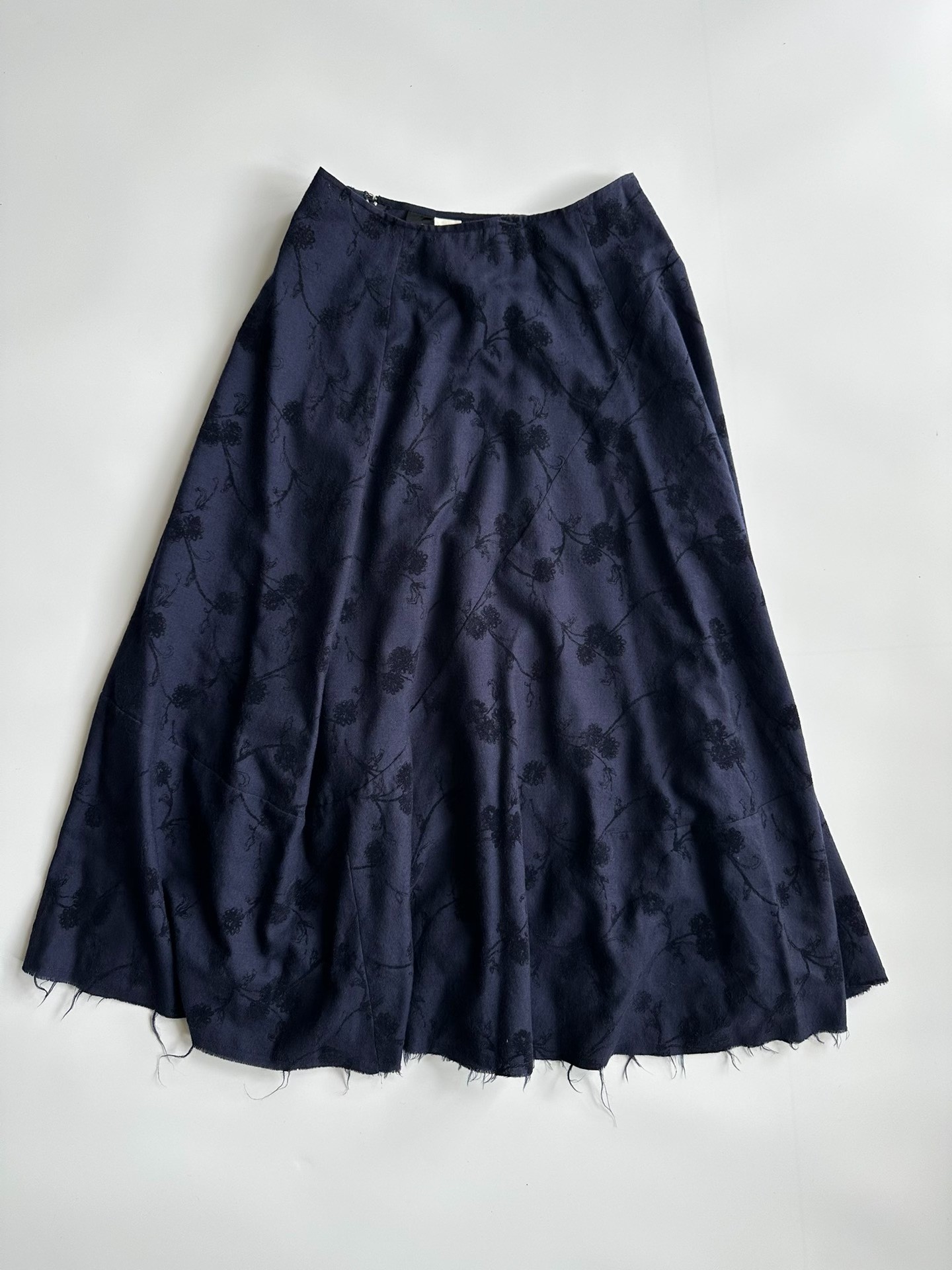 Comme des Garcons Navy Floral Maxi Skirt — label
