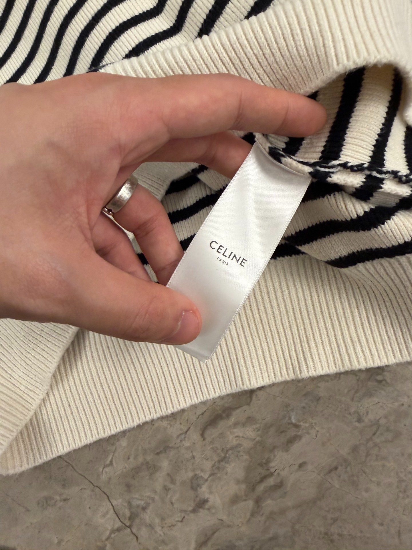 Celine Hedi Slimane Striped Knit Sweater — back