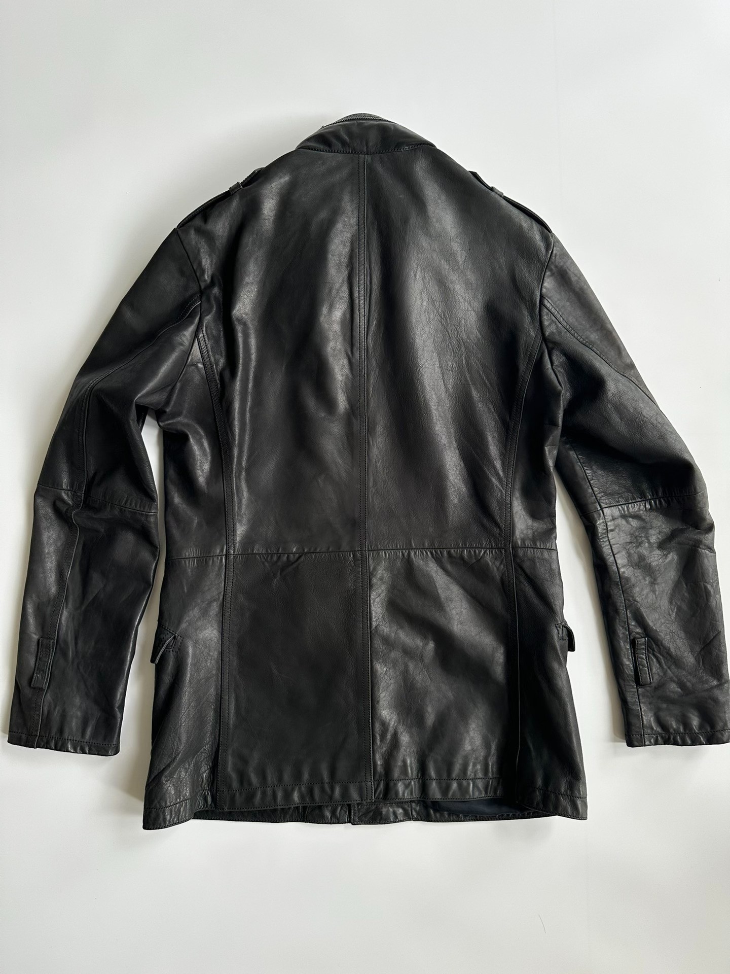 Yohji Yamamoto Y's For Men Black Leather M65 Jacket — detail