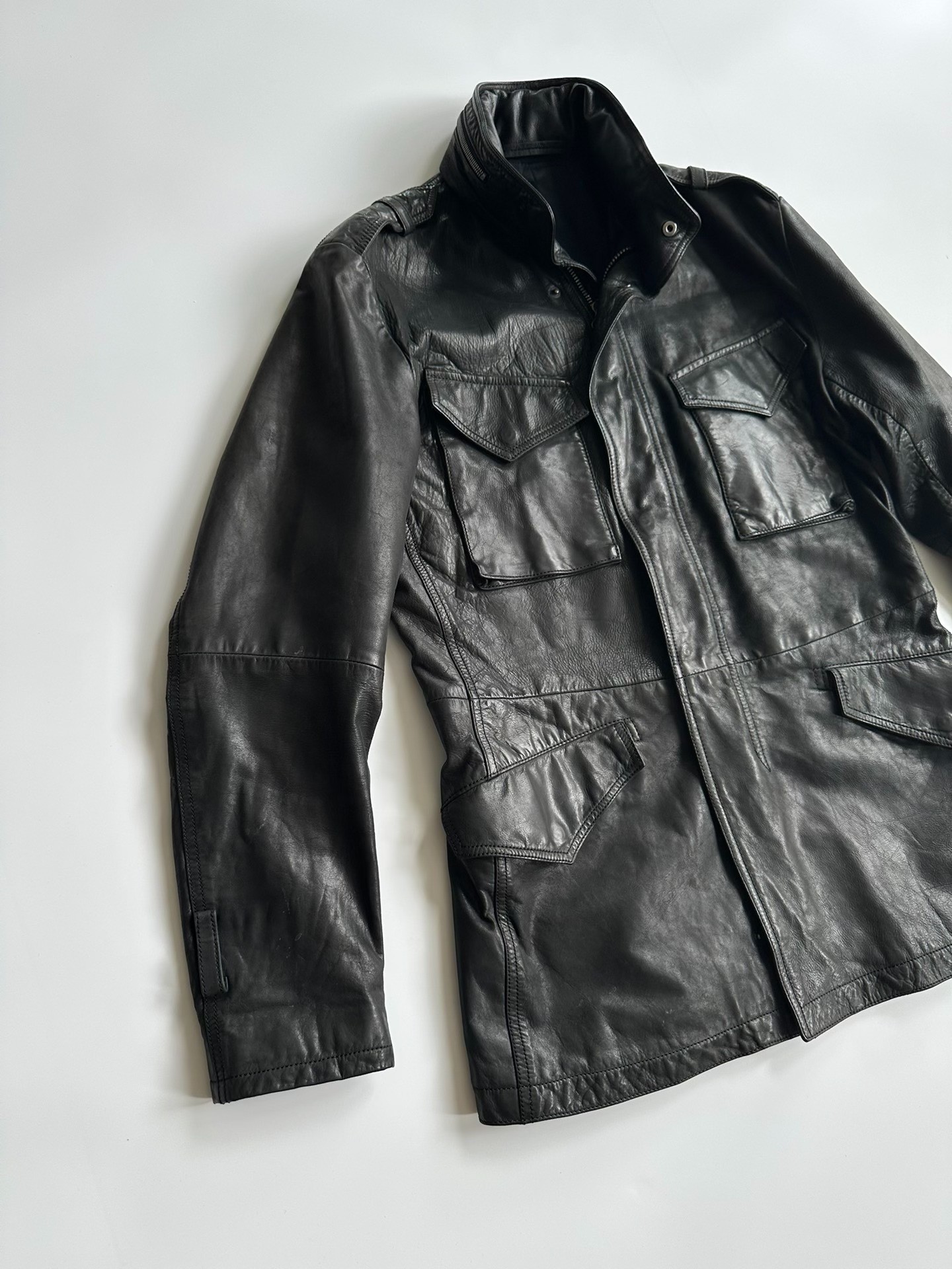 Yohji Yamamoto Y's For Men Black Leather M65 Jacket — front