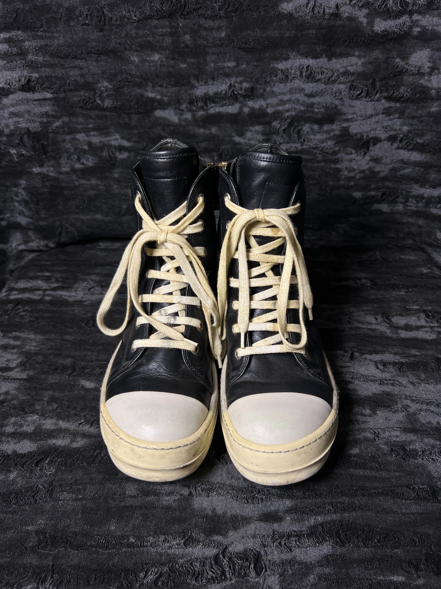 Rick Owens Gold Zipper High-Top Leather