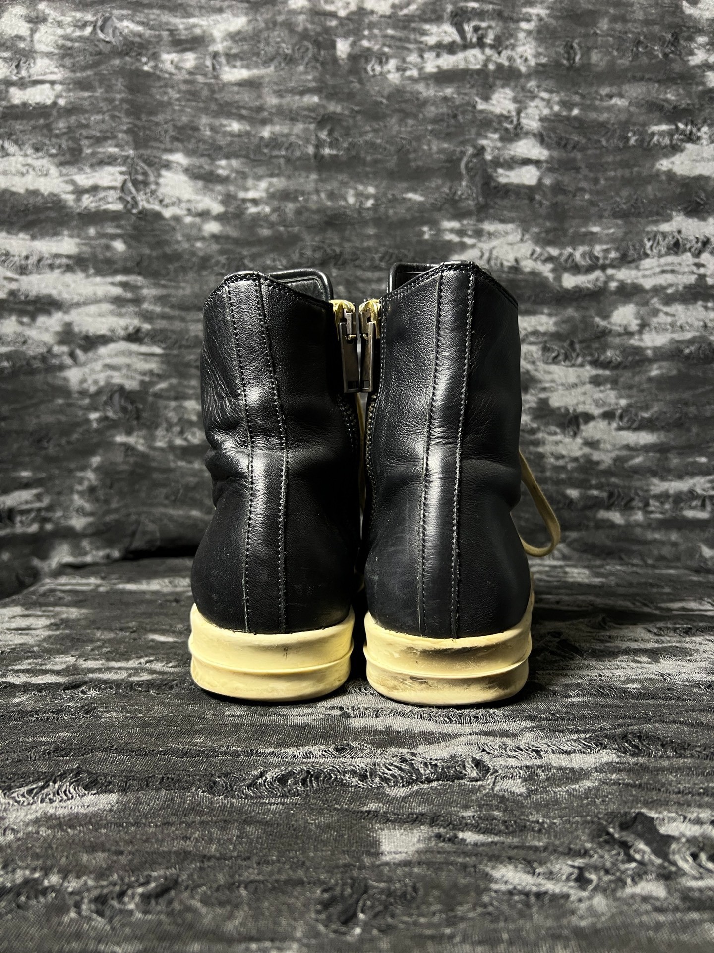 Rick Owens Gold Zipper High-Top Leather — back