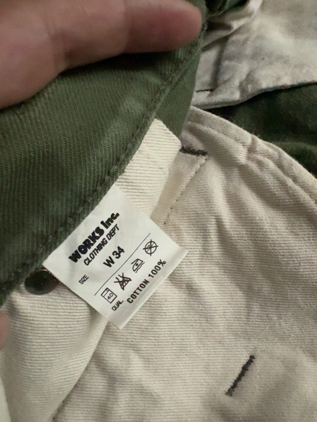 Iron Heart Olive Cargo Pants — detail