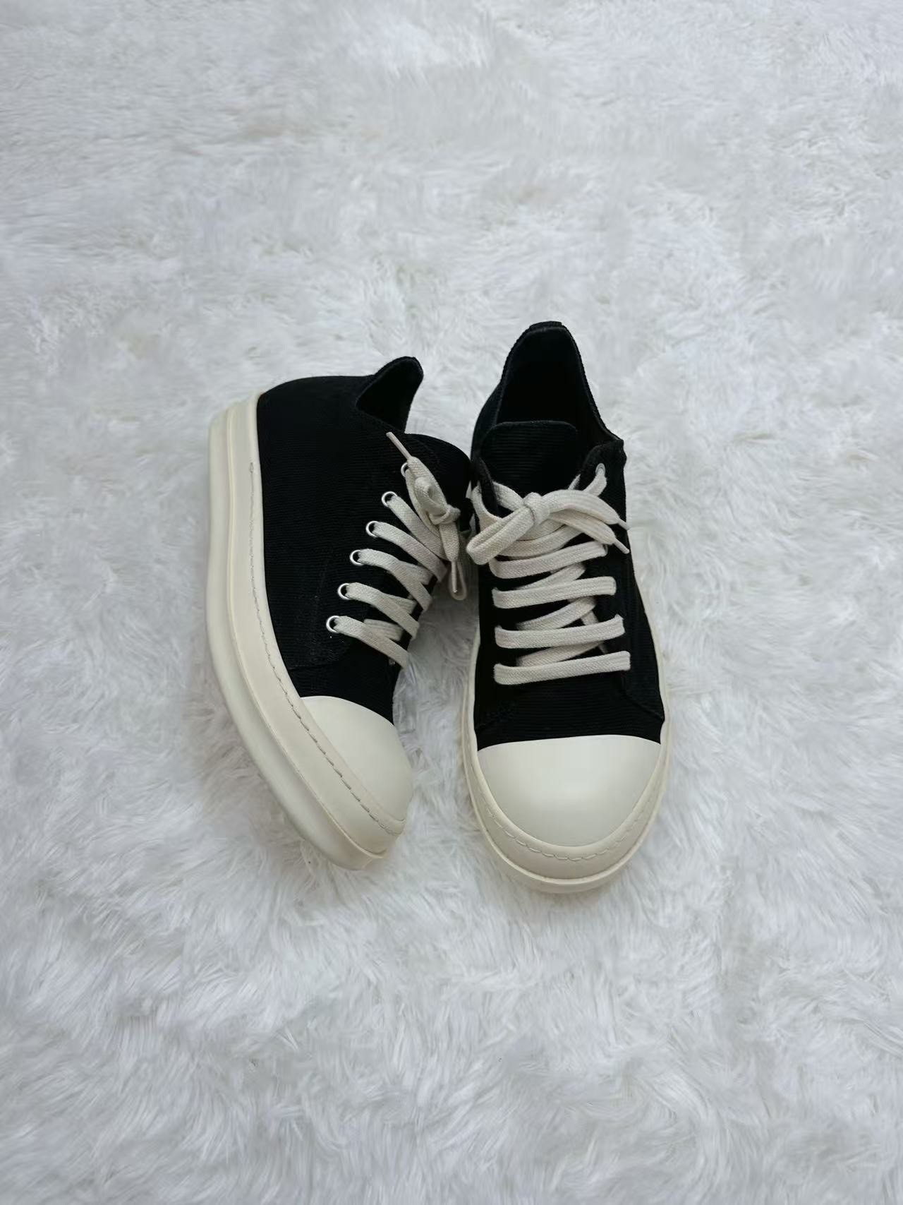 Rick Owens Black Low-Top Canvas Sneakers — back