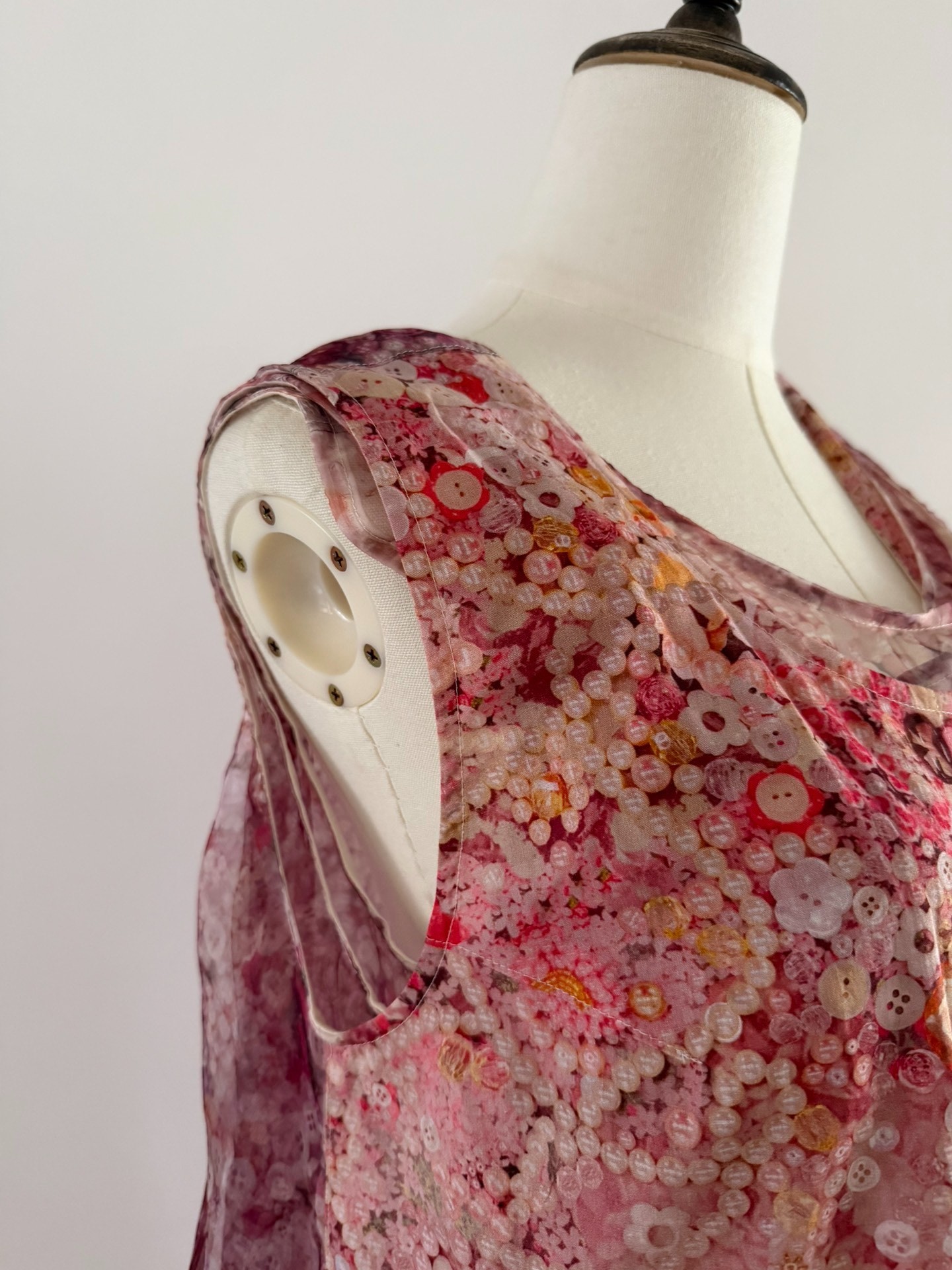 Tricot CDG Pink Floral Sleeveless Midi Dress — front