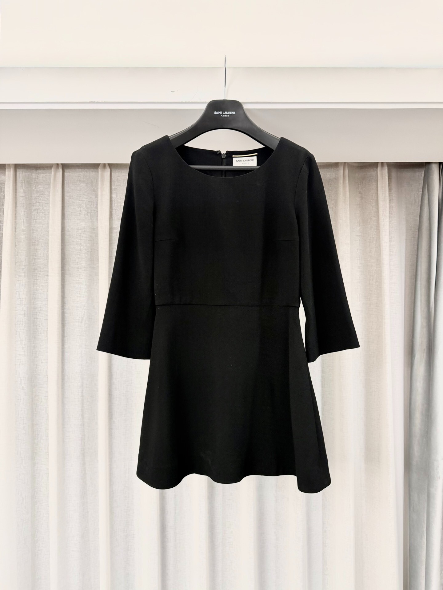 Saint Laurent Black Fitted Flared Dress