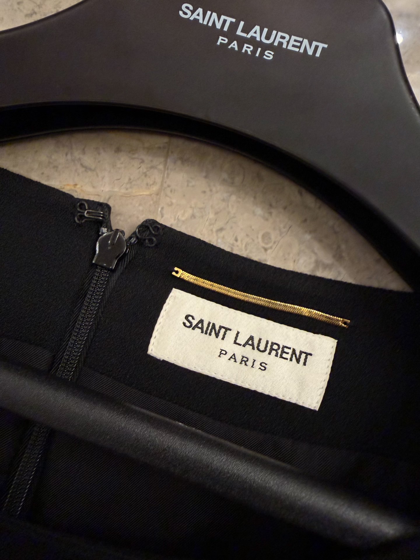 Saint Laurent Black Fitted Flared Dress — detail