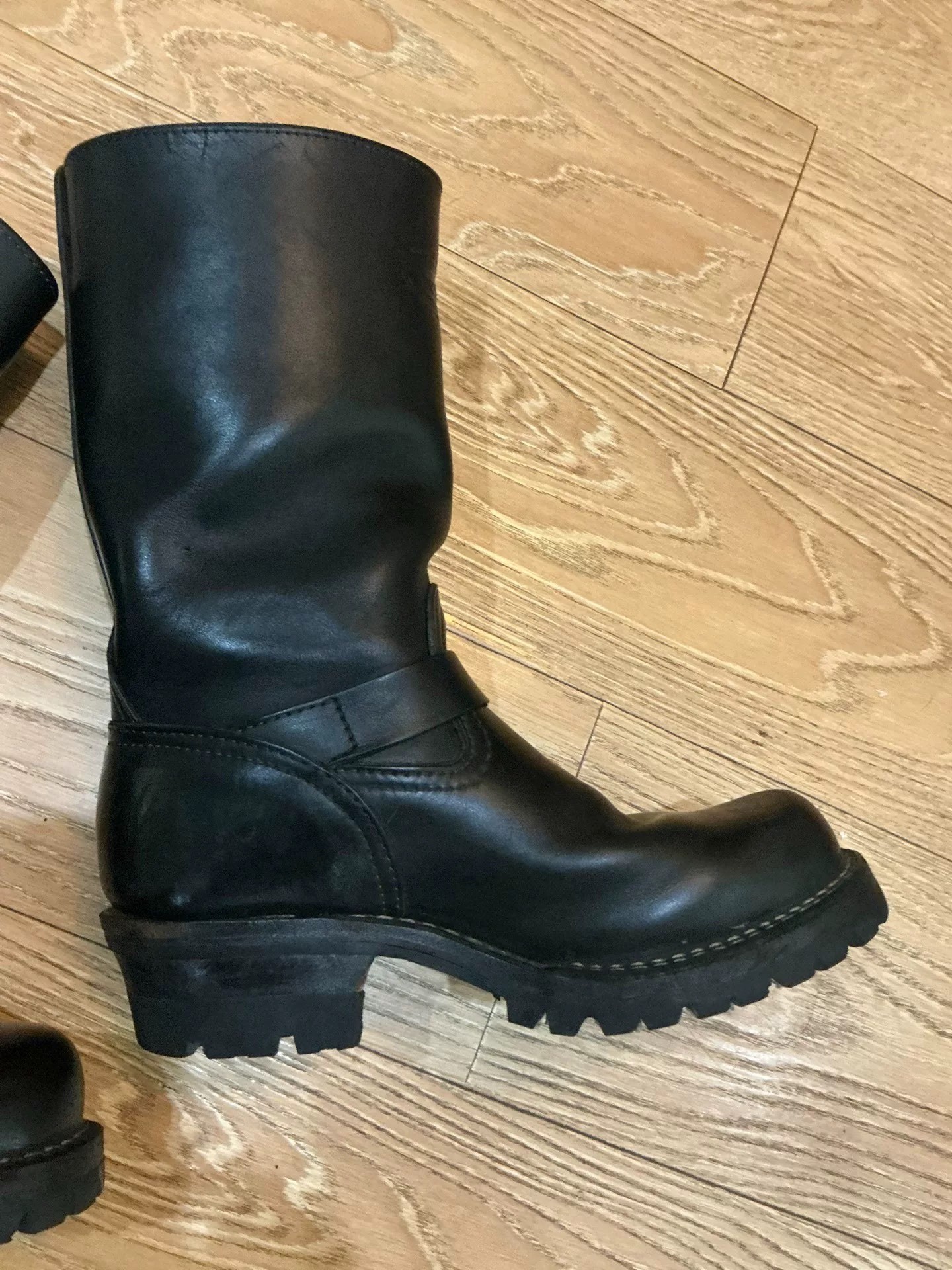 Wesco Black Engineer Boots — detail