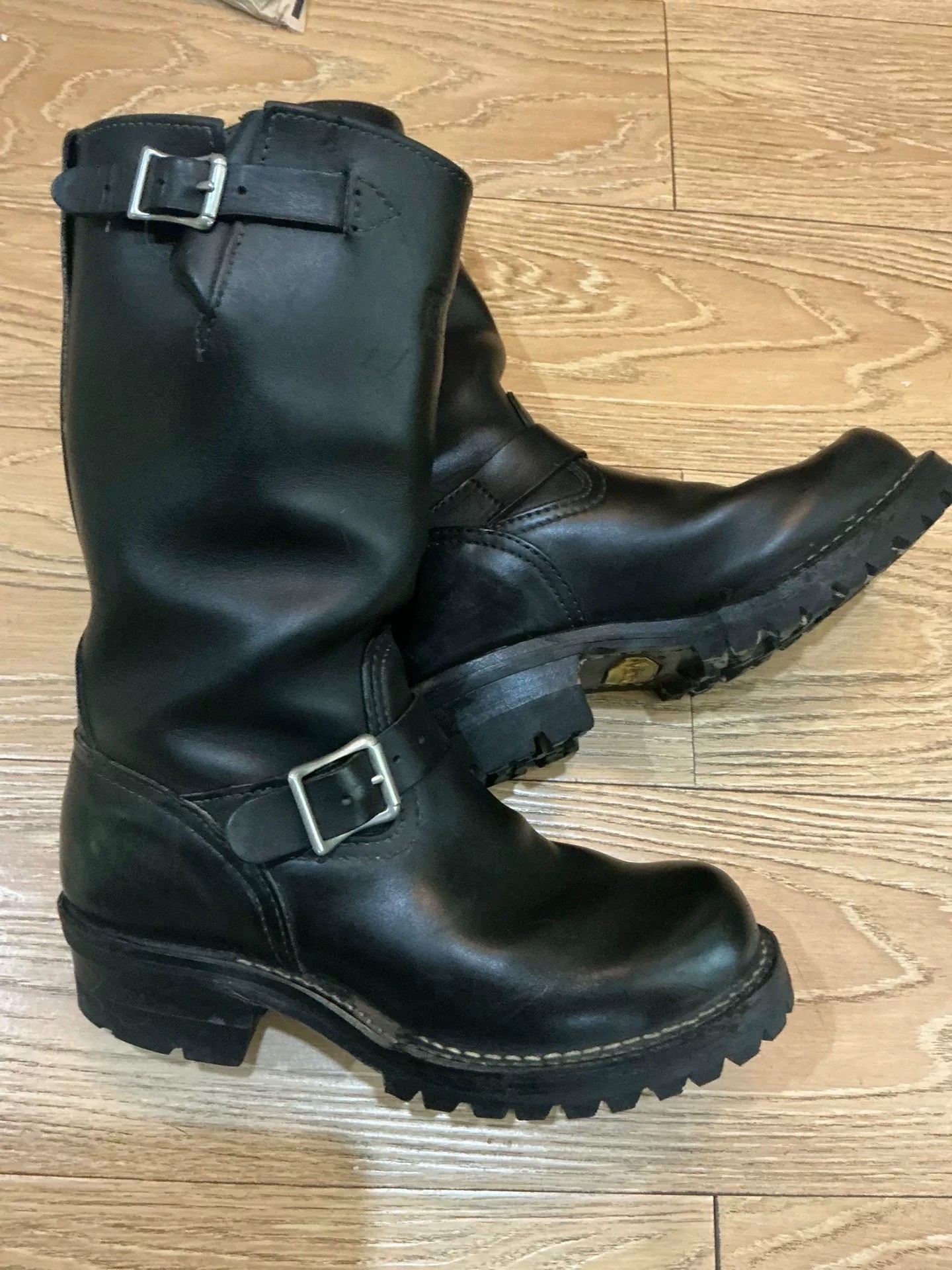 Wesco Black Engineer Boots — back