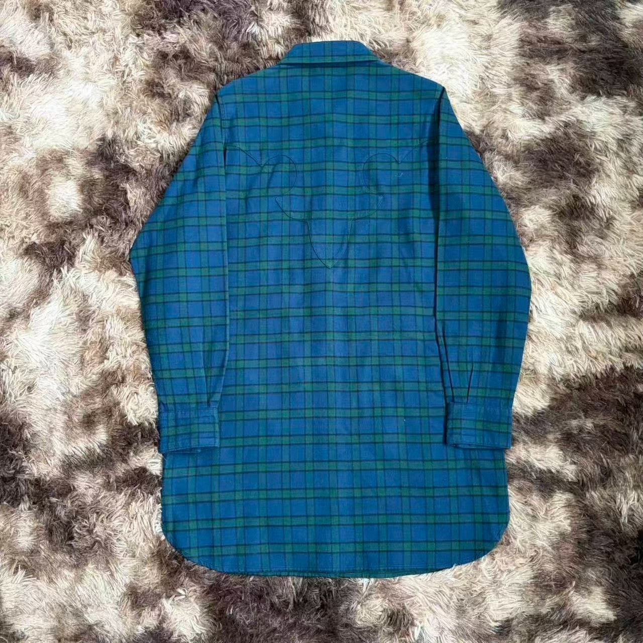 Chrome Hearts Blue-Green Plaid Flannel Shirt — front