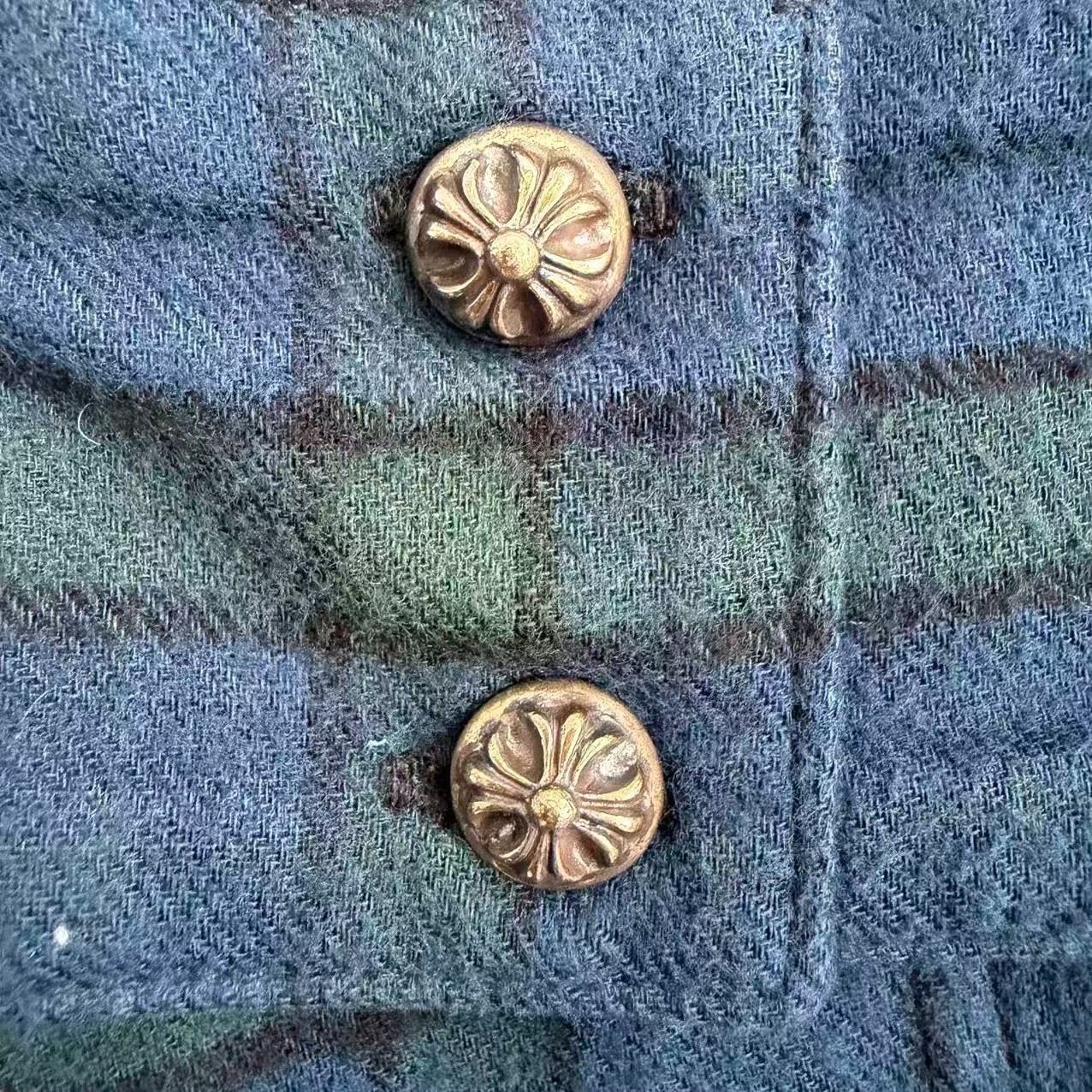 Chrome Hearts Blue-Green Plaid Flannel Shirt — back