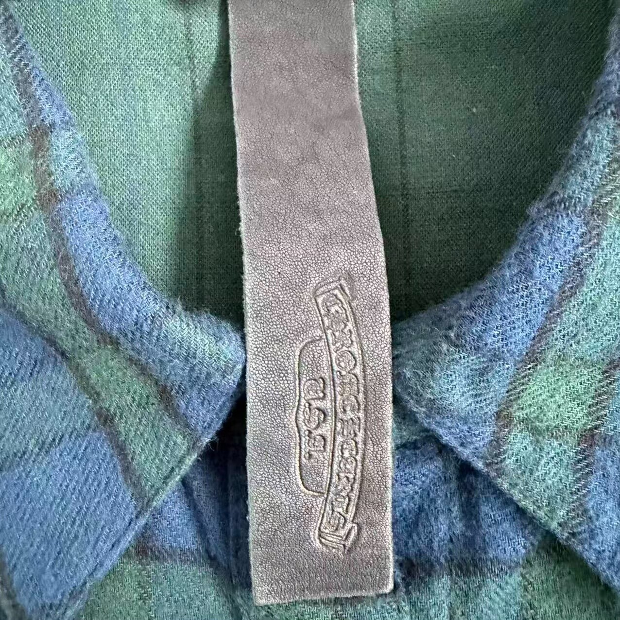 Chrome Hearts Blue-Green Plaid Flannel Shirt — label