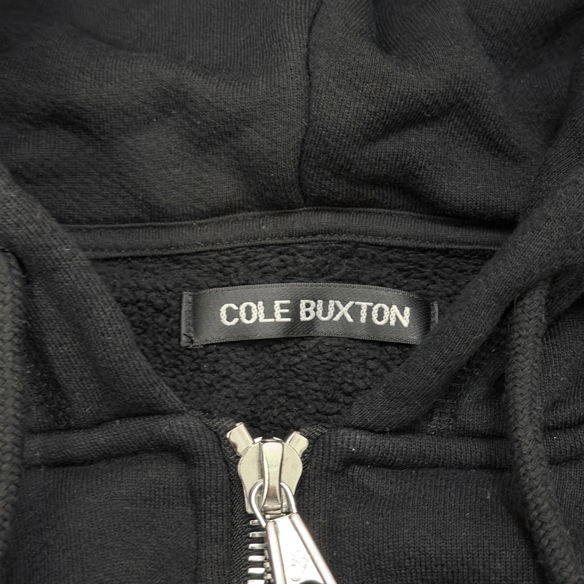 Cole Buxton Black Zip-up Hoodie — label