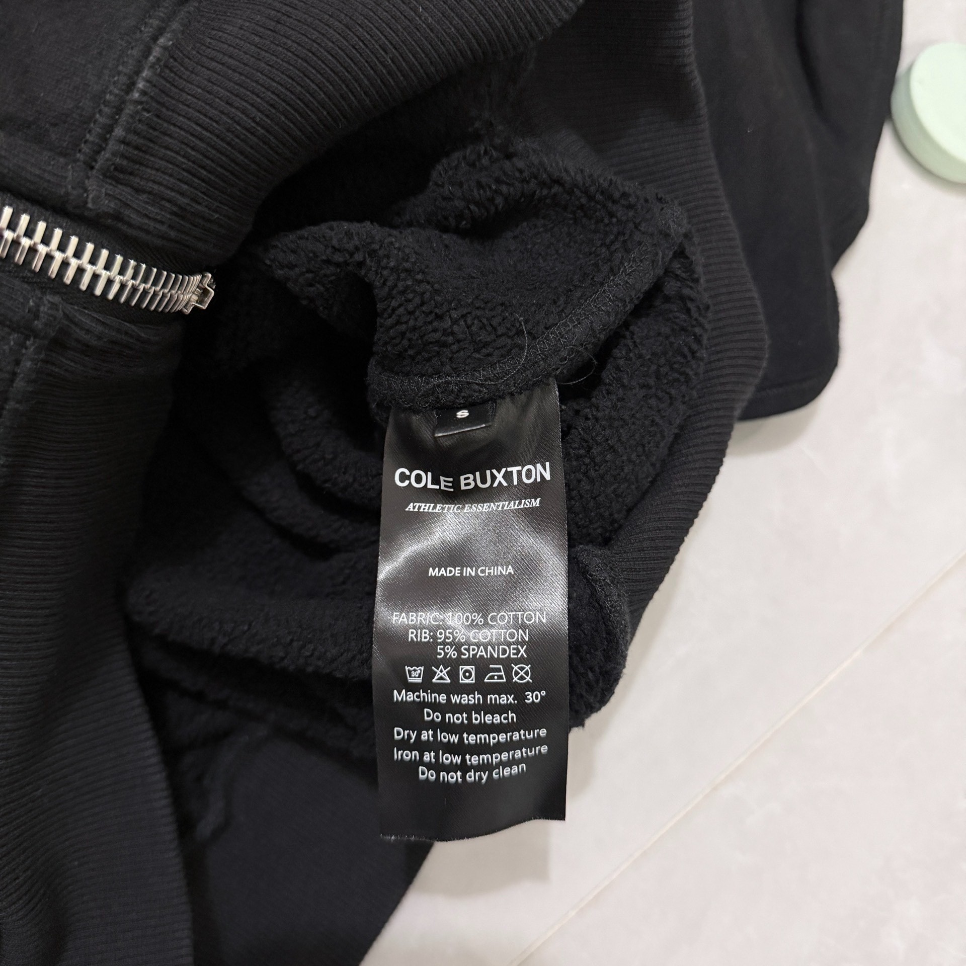 Cole Buxton Black Zip-up Hoodie — detail