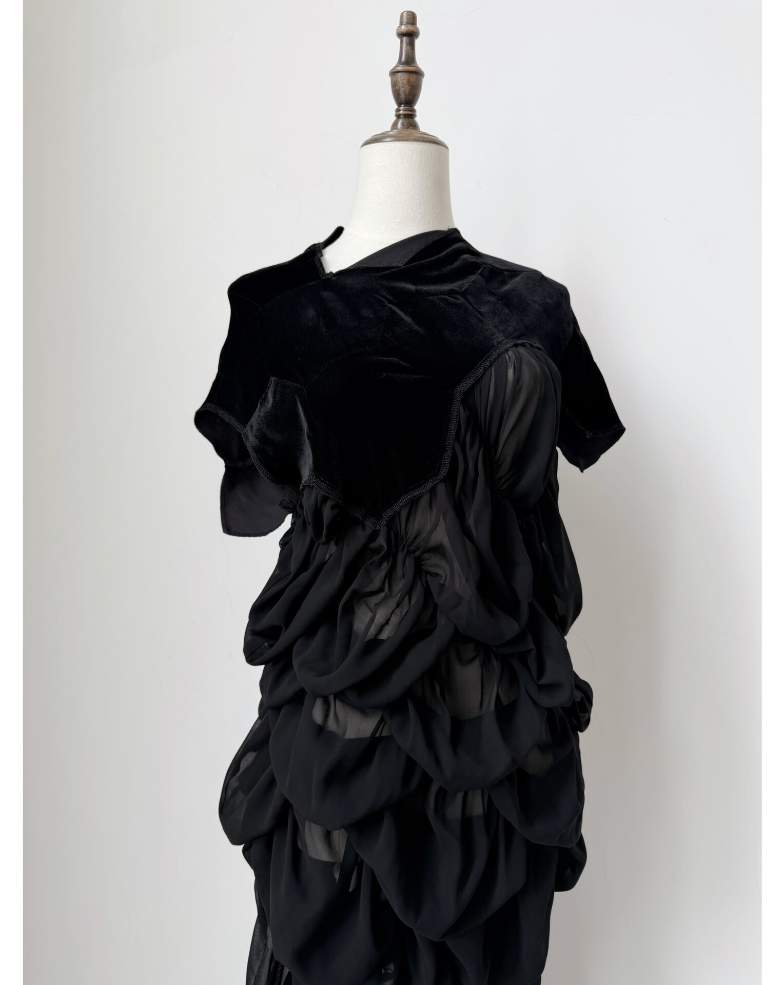 Comme des Garcons 2008 Runway Velvet Collar Dress — detail