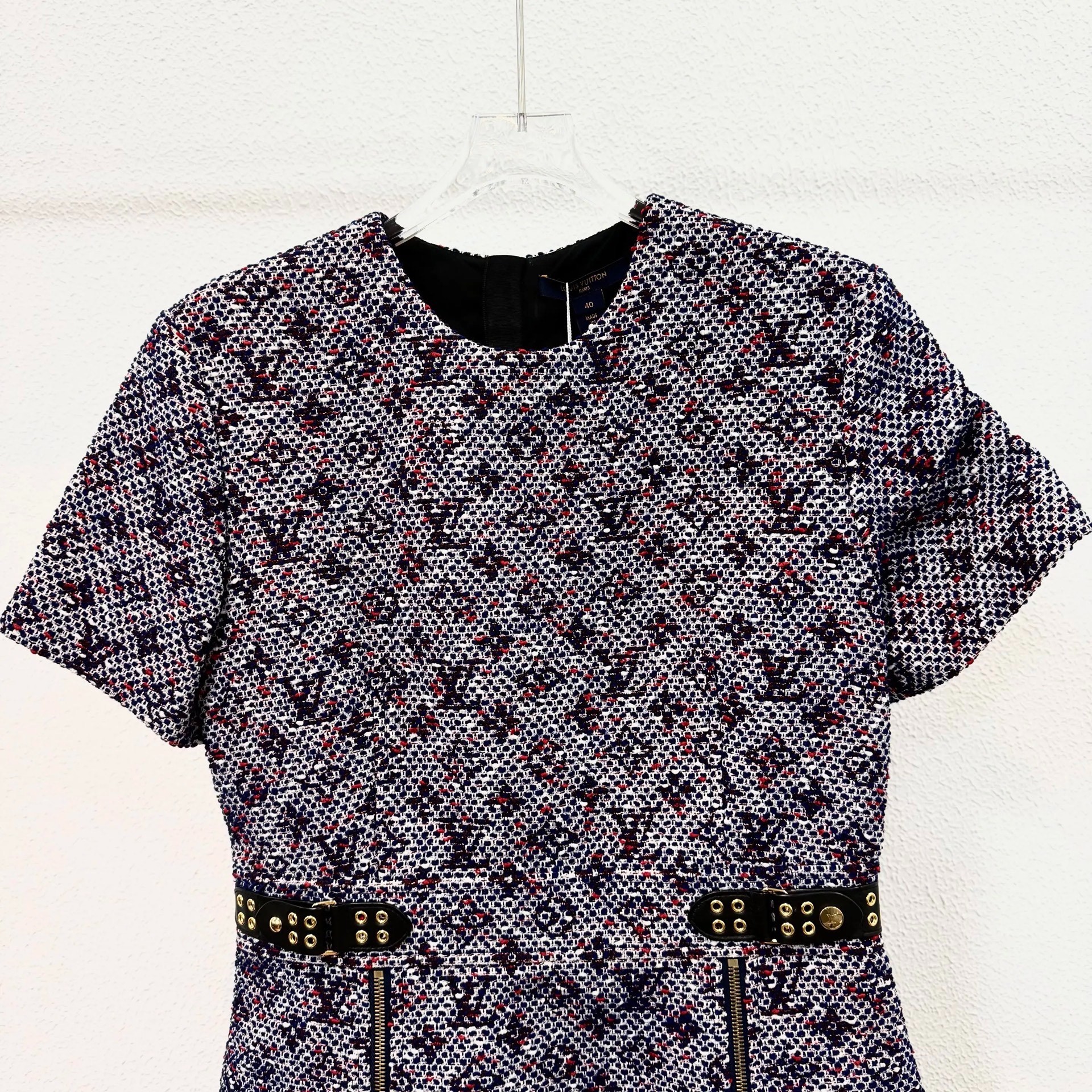 LV Monogram Tweed Short-Sleeve Dress — front