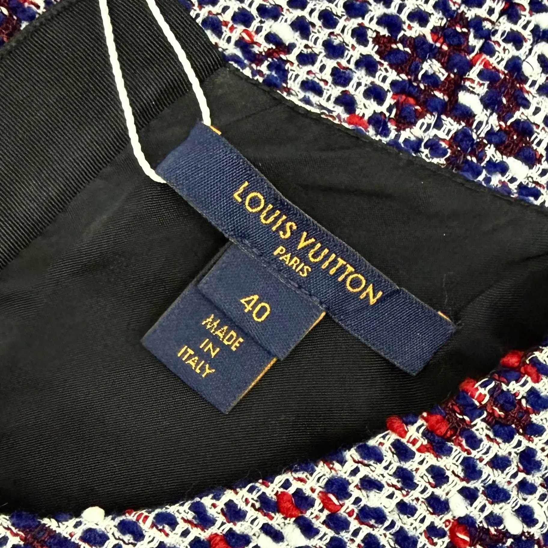 LV Monogram Tweed Short-Sleeve Dress — label