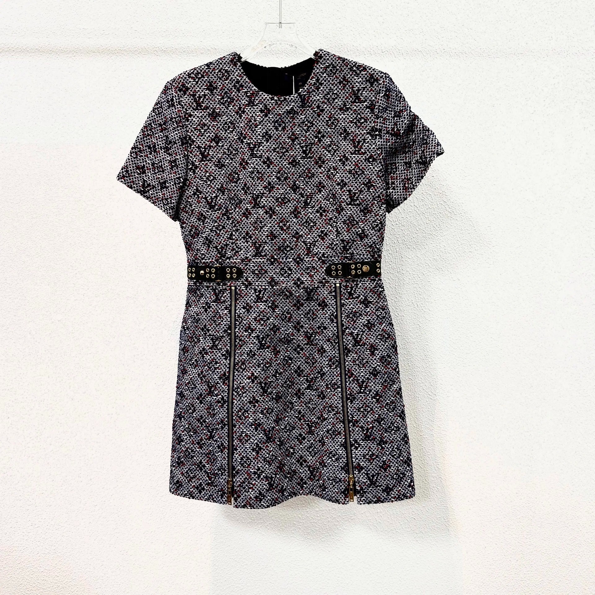 LV Monogram Tweed Short-Sleeve Dress