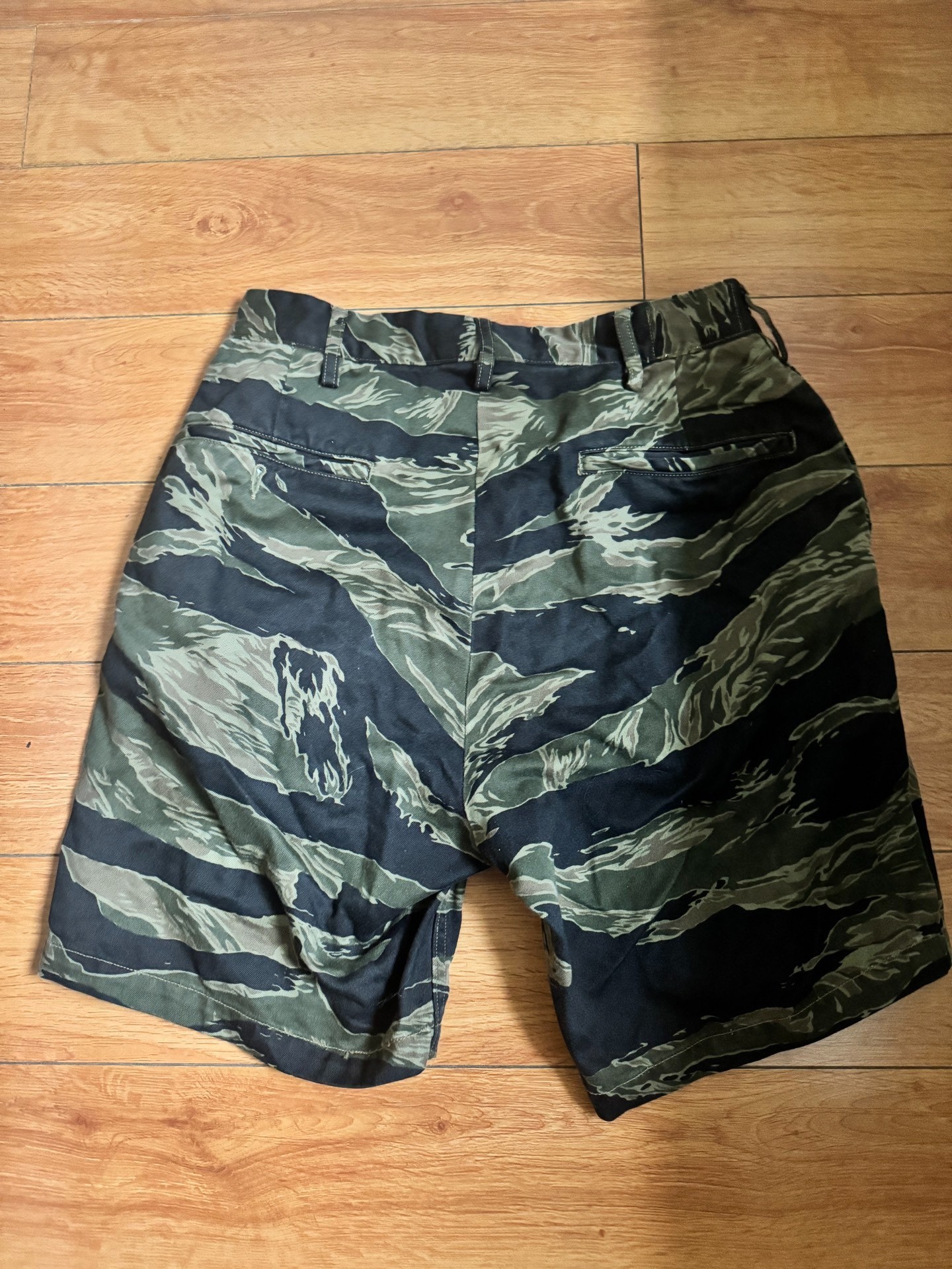 Freewheelers Green Tiger Camo Shorts — front