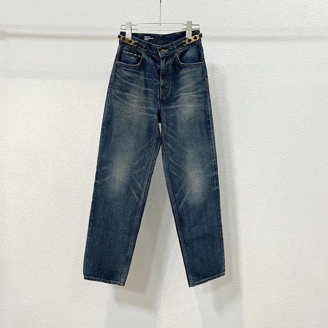 CELINE Vintage Wash Wide Leg Carrot Jeans