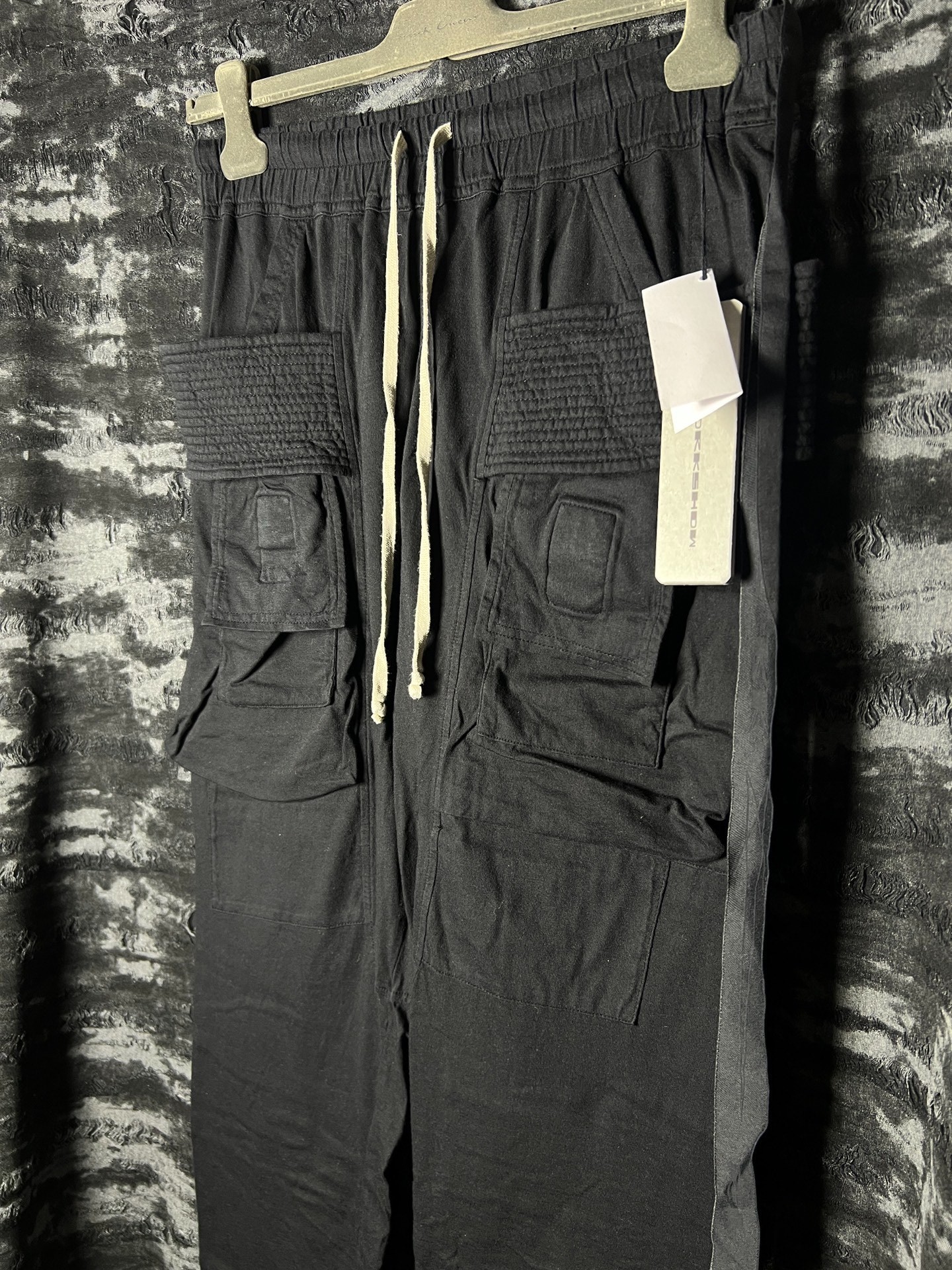 Rick Owens 22SS Cargo Sweatpants — label
