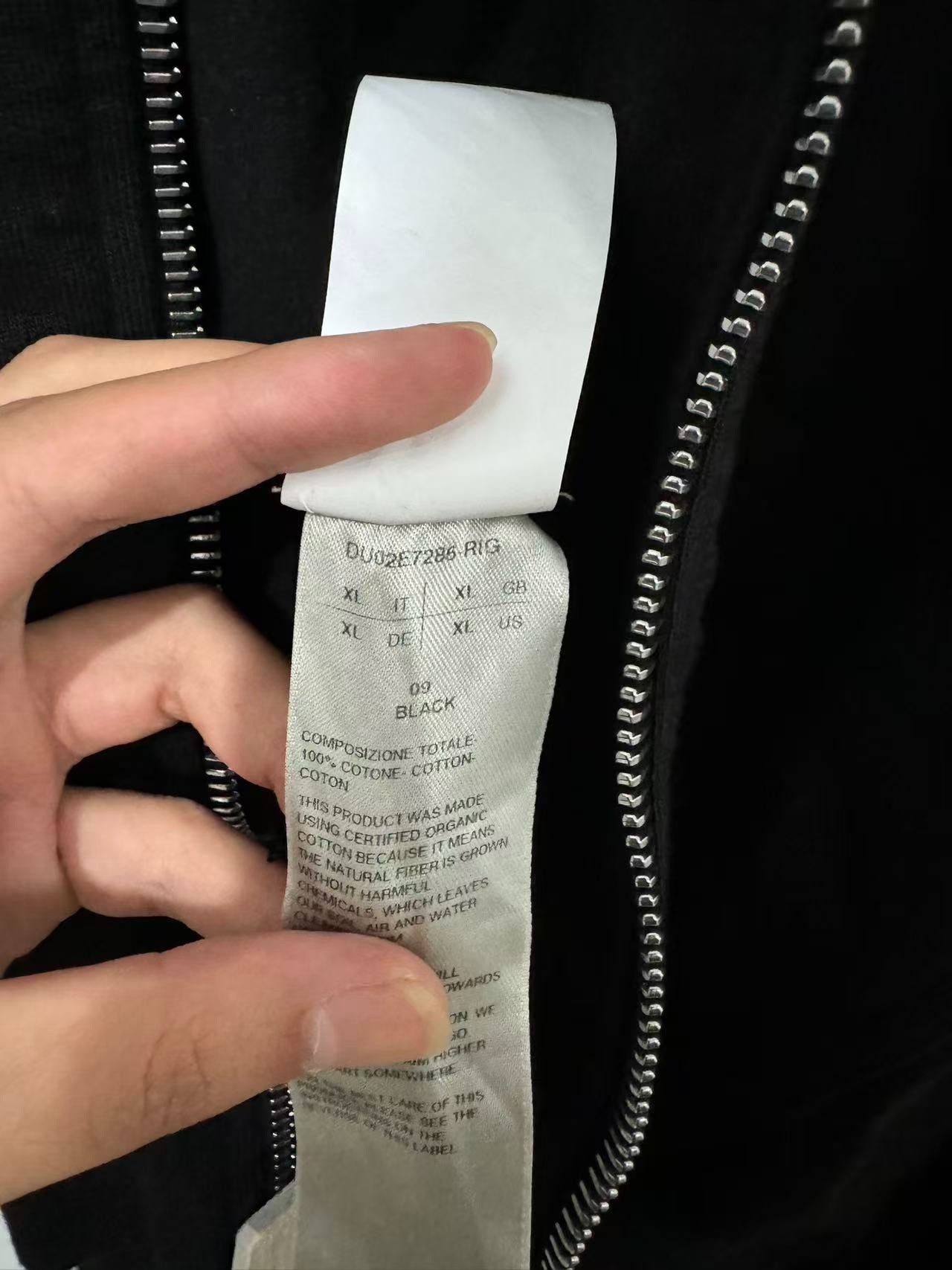 Rick Owens 2025FW Black Hooded Sweatshirt — label