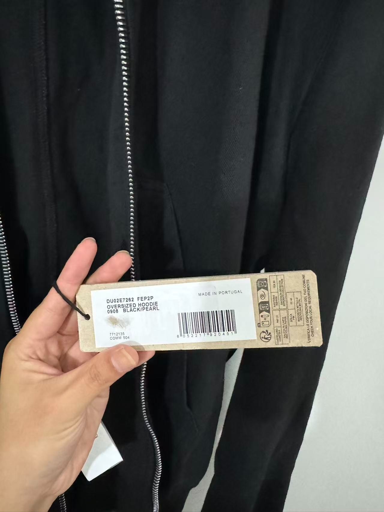 Rick Owens 2025FW Black Hooded Sweatshirt — back