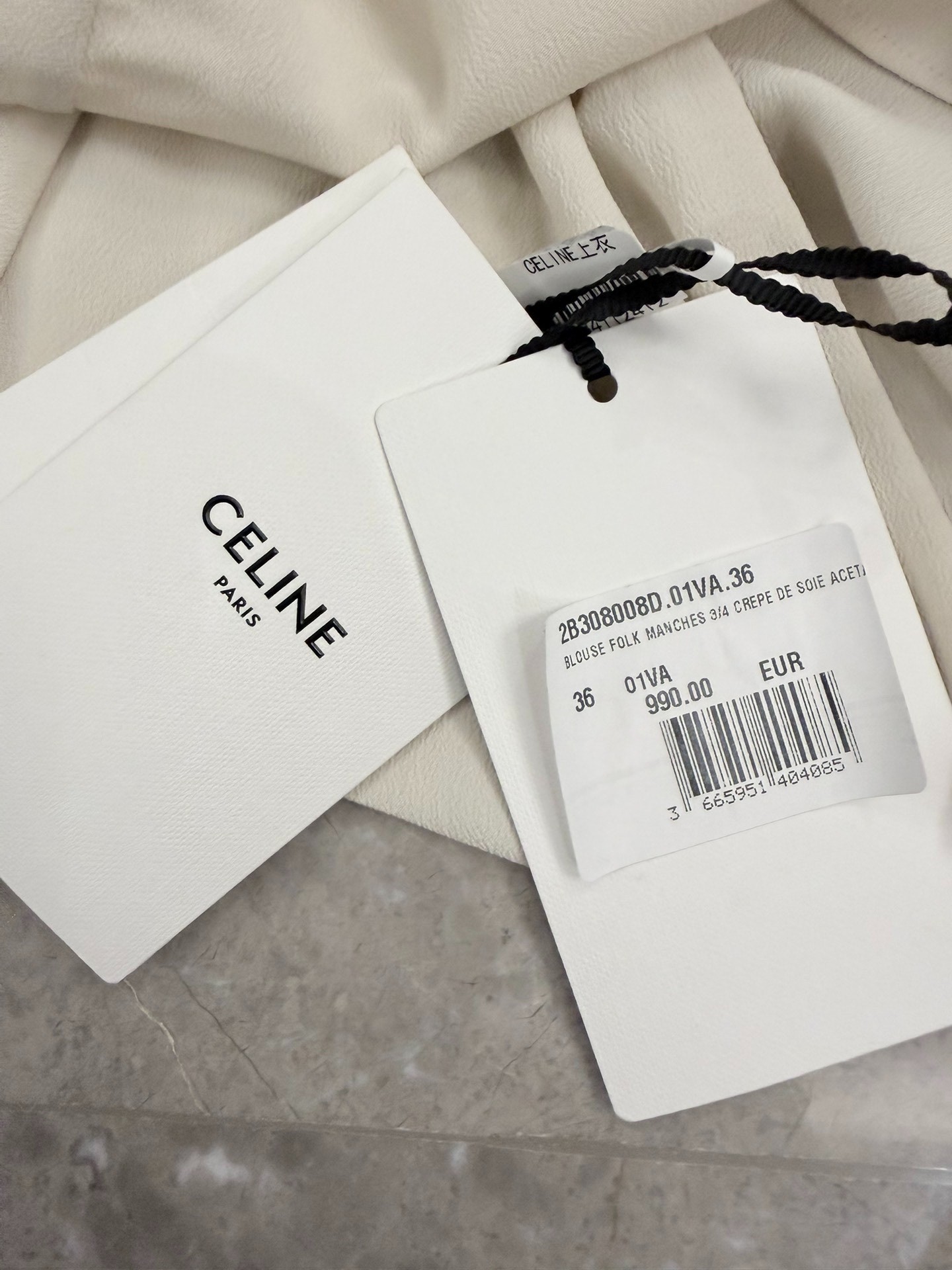 Celine Bohemian Silk V-neck Lace Shirt — back