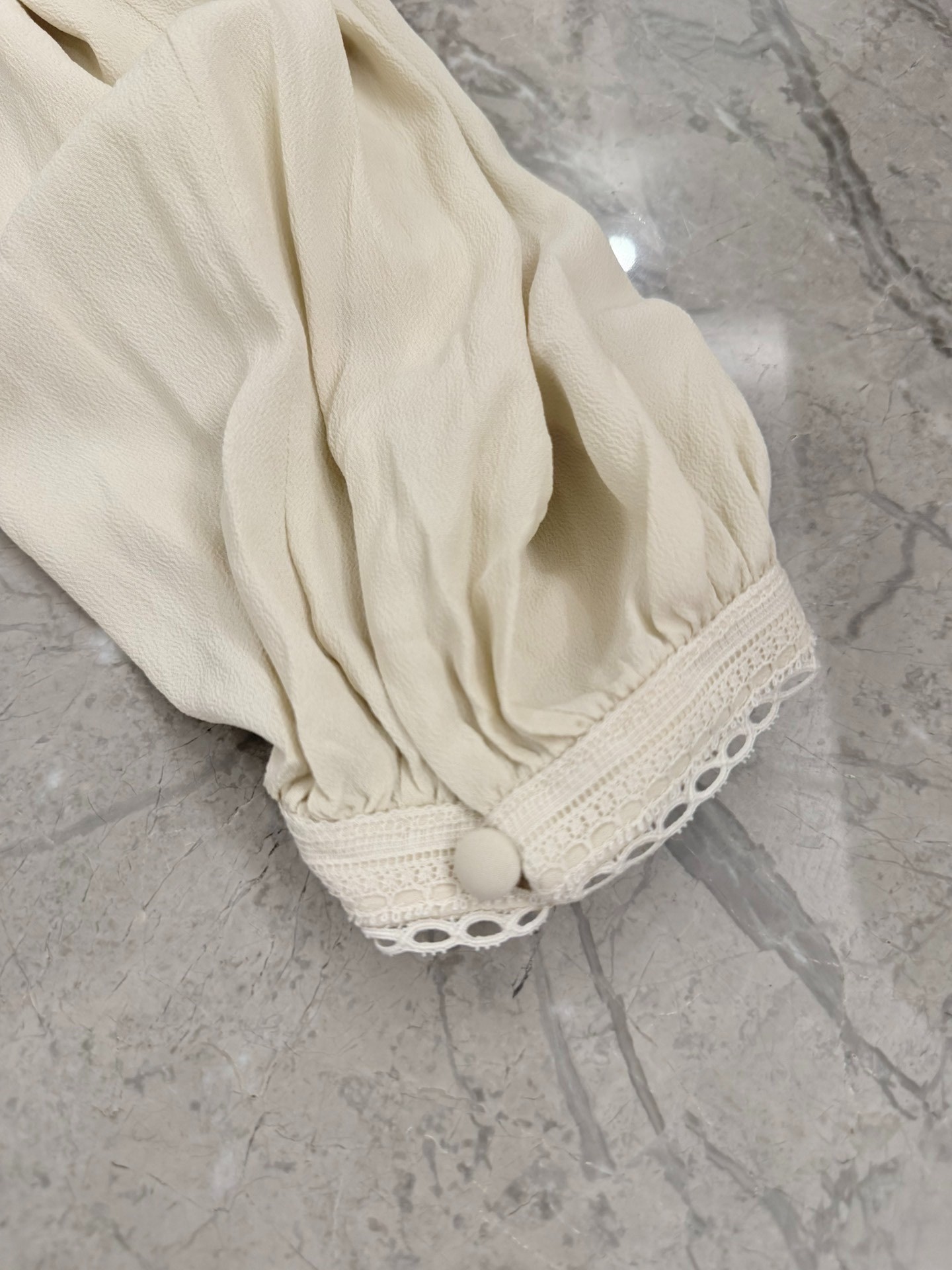 Celine Bohemian Silk V-neck Lace Shirt — label