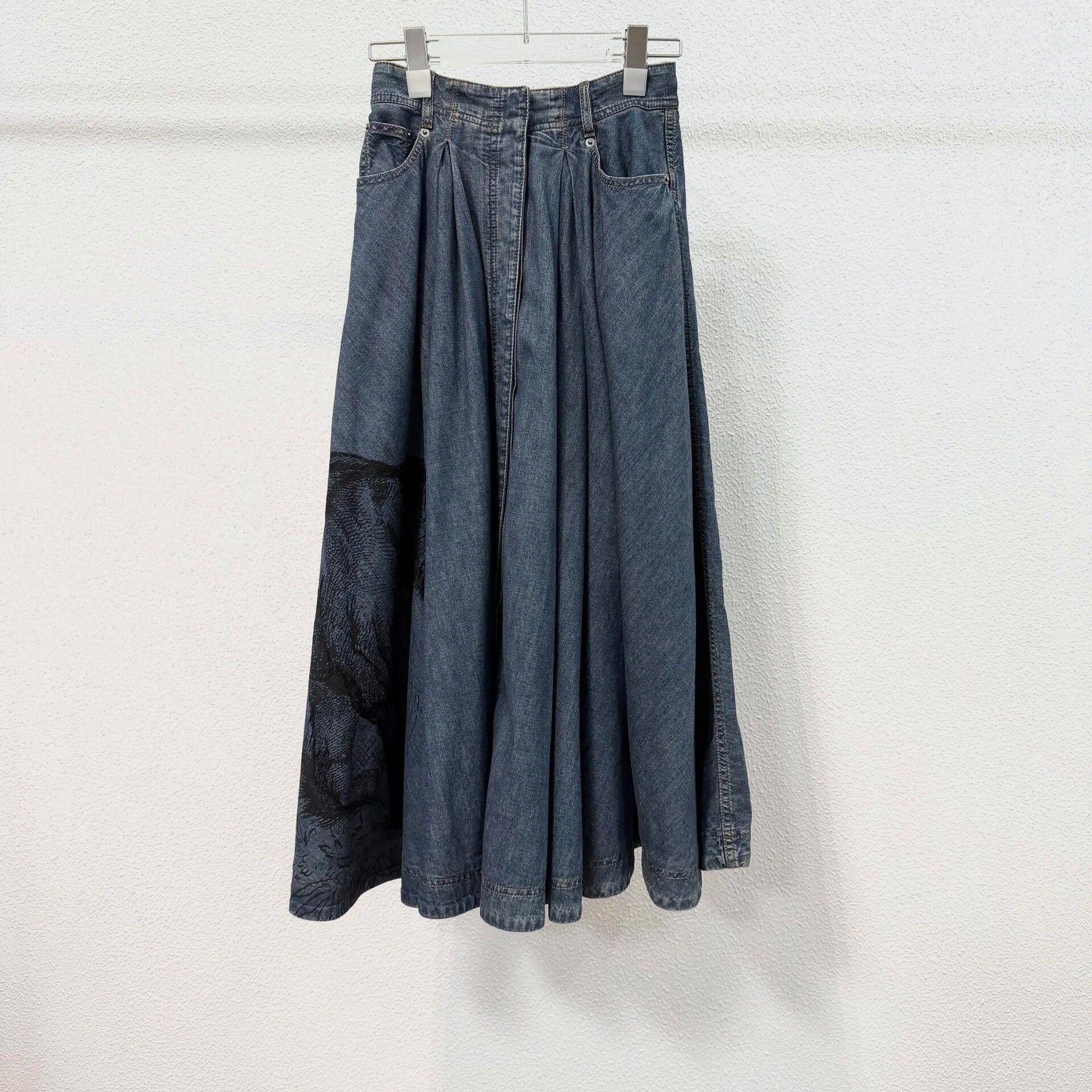 Dior Printed Denim Midi Skirt
