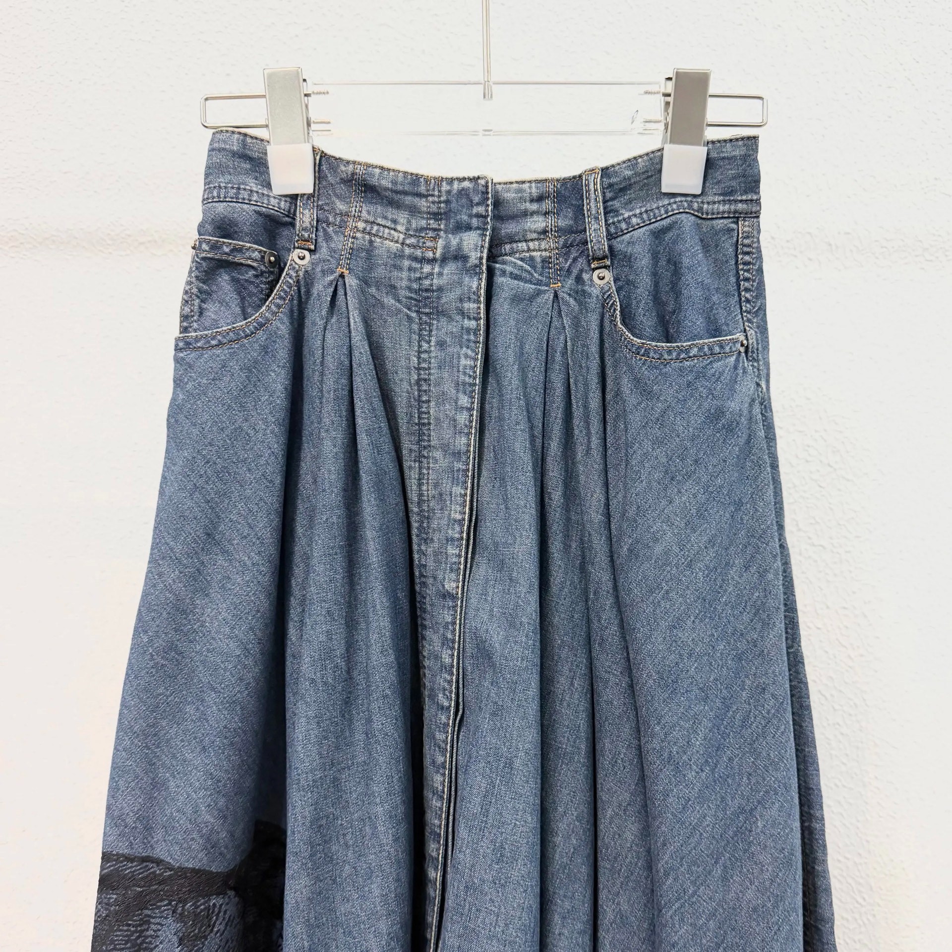 Dior Printed Denim Midi Skirt — front