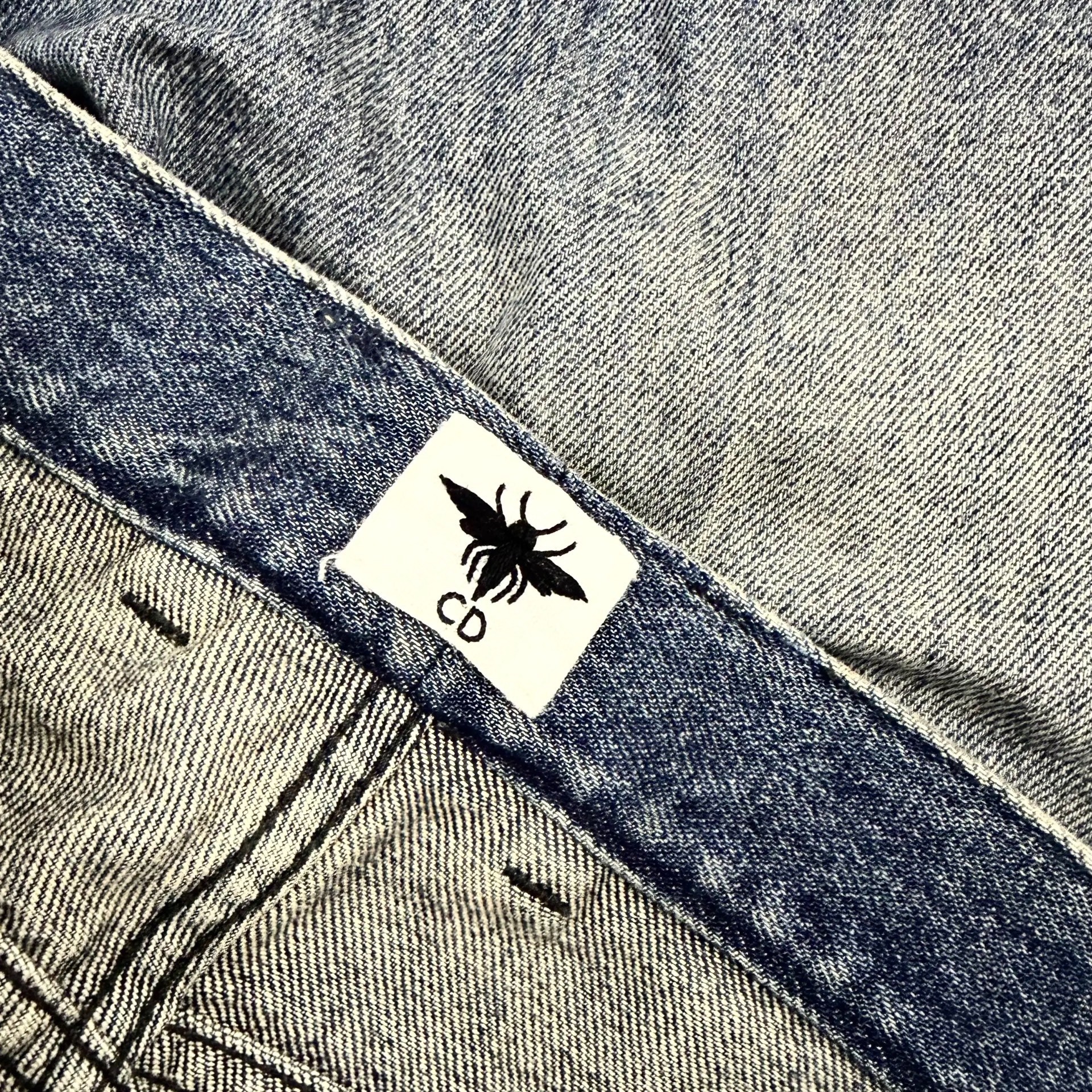 Dior Gray-Black Monogram Rolled Straight Jeans — label