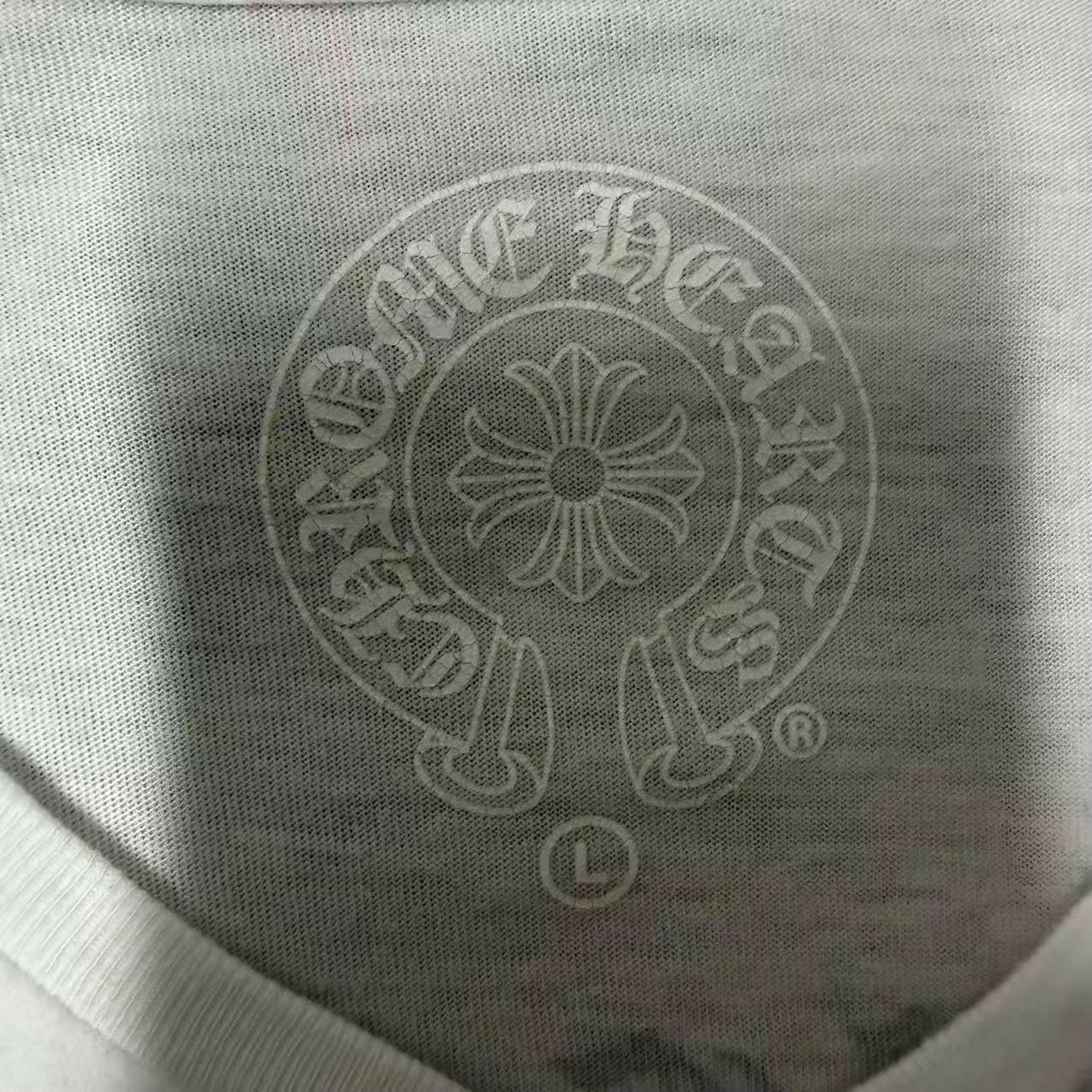 Chrome Hearts White V-Neck Cross Tee — detail