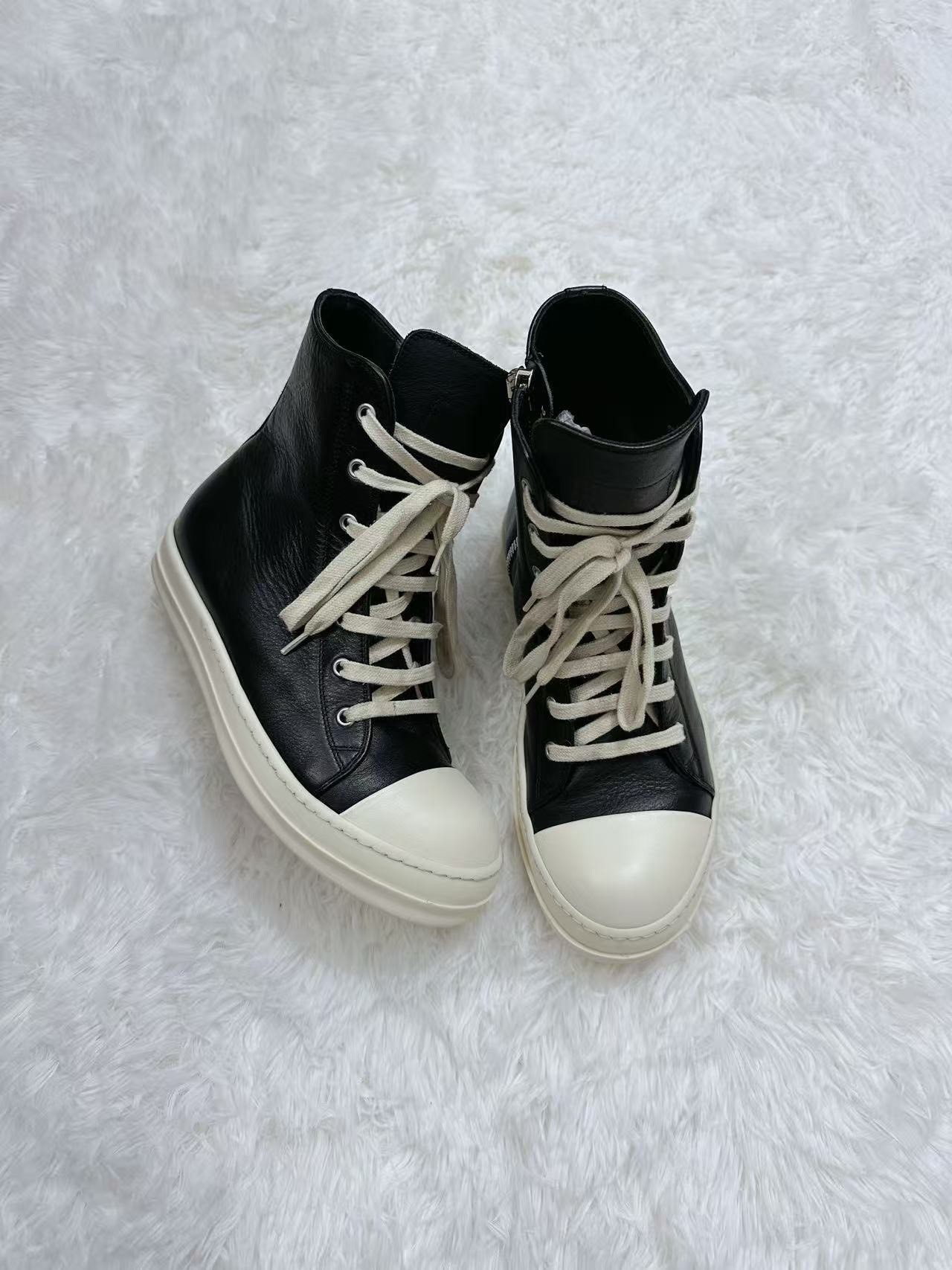 Rick Owens Black High-Top Leather Sneakers — back