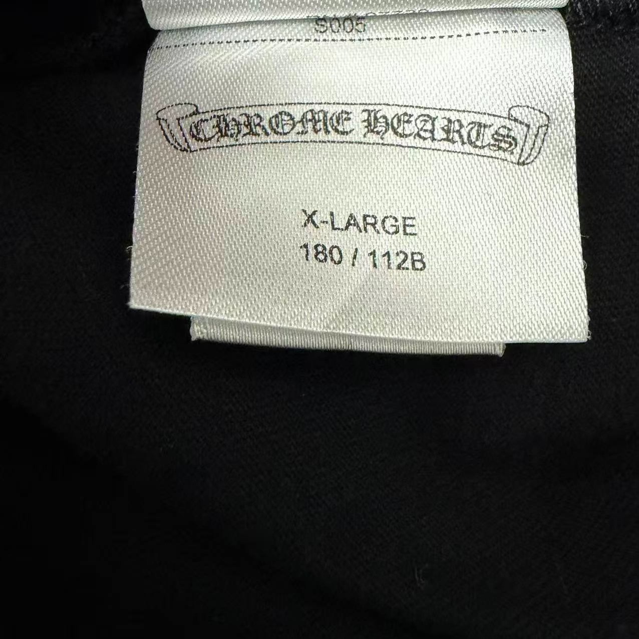 Chrome Hearts Black Scroll Print Short Sleeve Tee — label