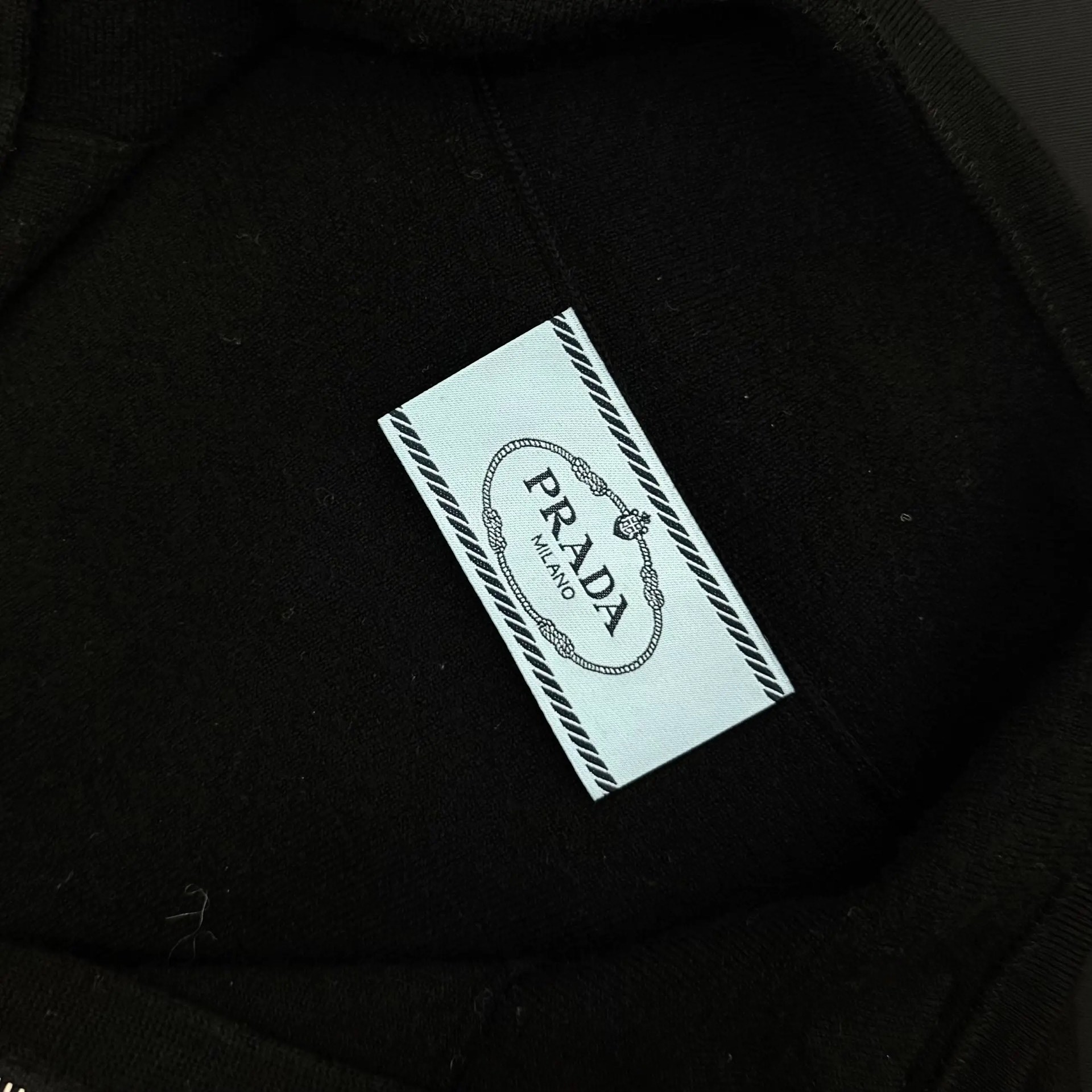Prada Black Triangle Midi Dress — label