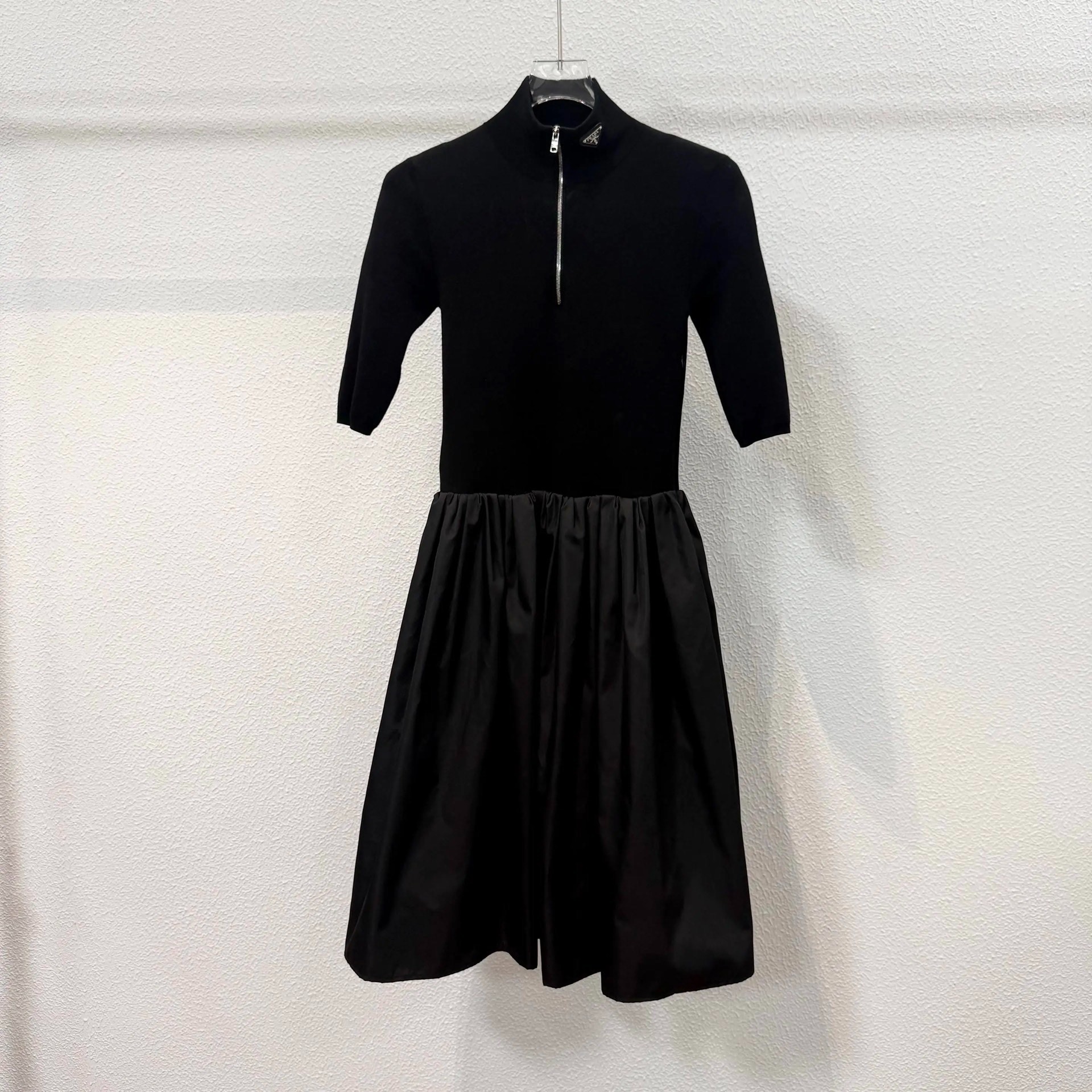 Prada Black Triangle Midi Dress